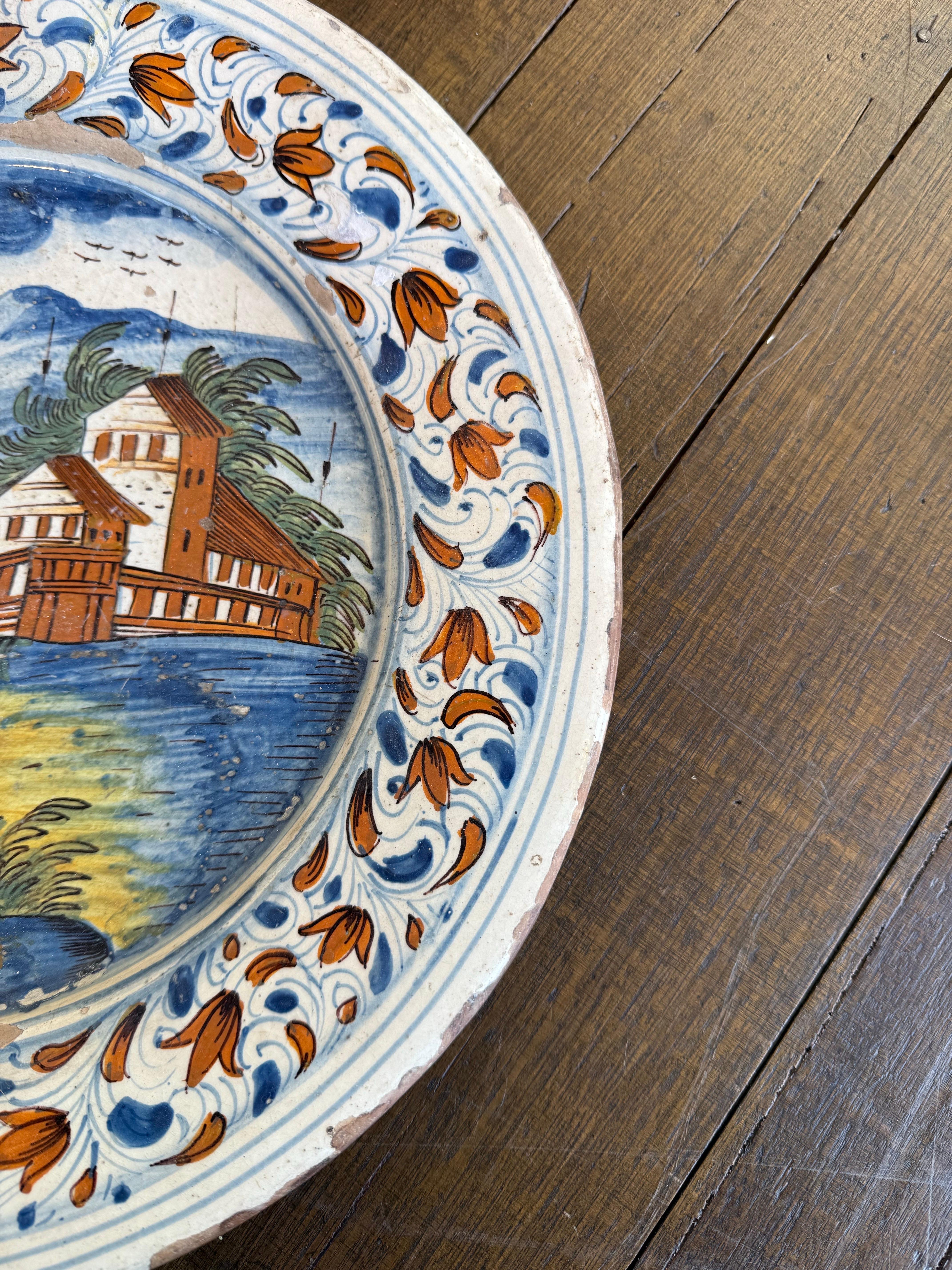 A Delft Polychrome Earthenware Plate, 18th Century For Sale 6