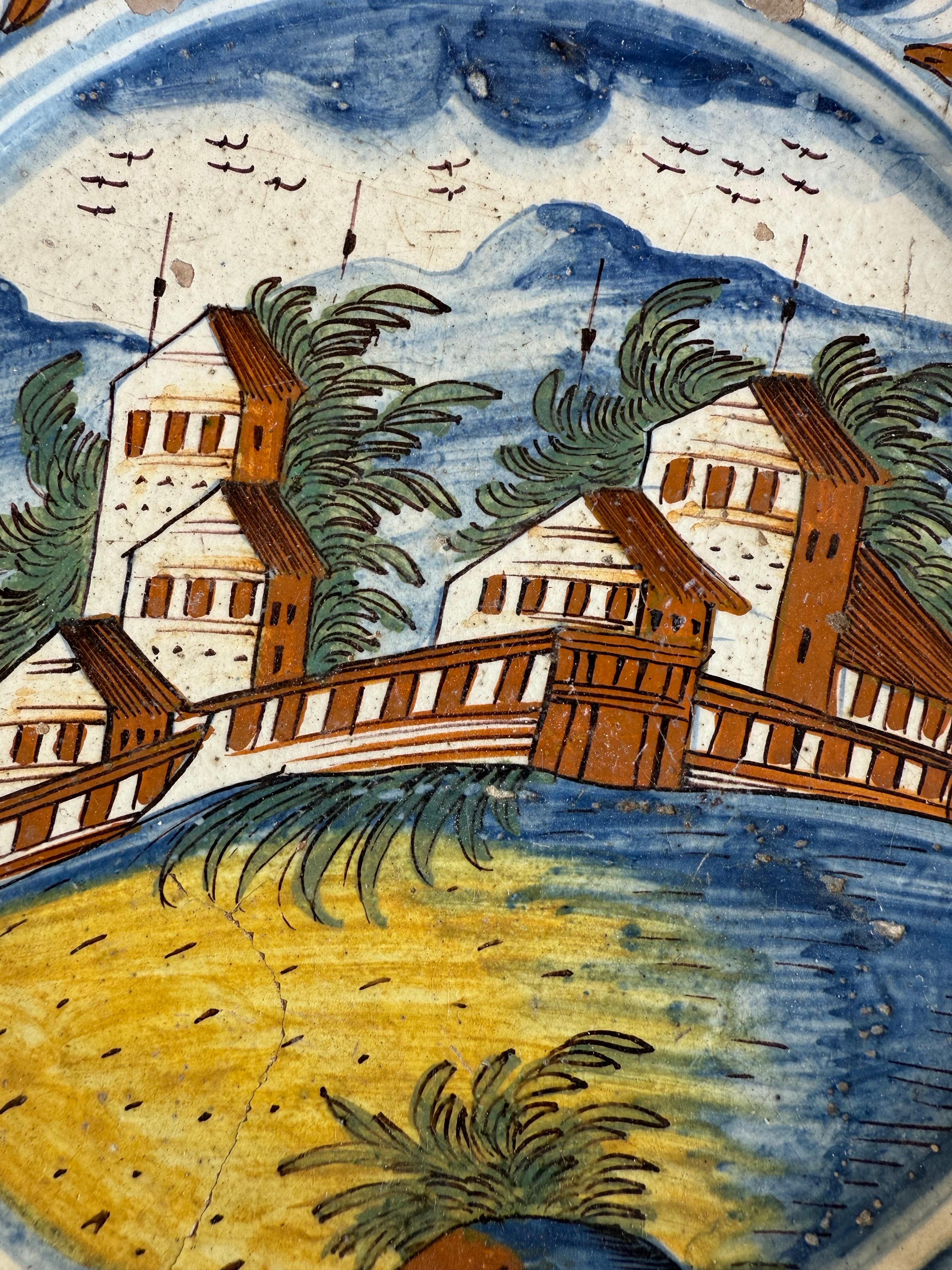 Dutch A Delft Polychrome Earthenware Plate, 18th Century For Sale