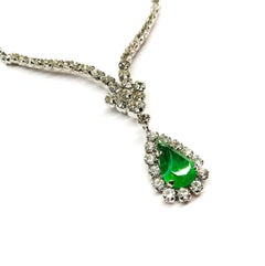 A delicate emerald and clear paste pendant necklace, Christian Dior, 1970s