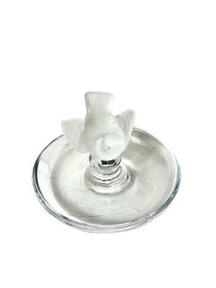 Lalique Crystal Ring Dish with a Sparrow Embellishment