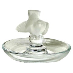 Lalique Crystal Ring Dish with a Sparrow Embellishment