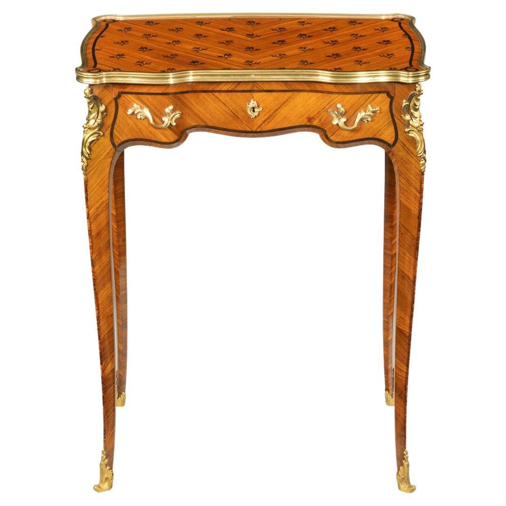 Delicate Napoleon III Kingwood Parquetry Side Table Attributed to Sormani For Sale