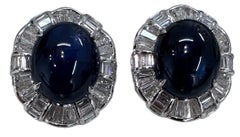 A Delightful 21.25ct Royal Blue Sapphire 18k & Diamond Earrings