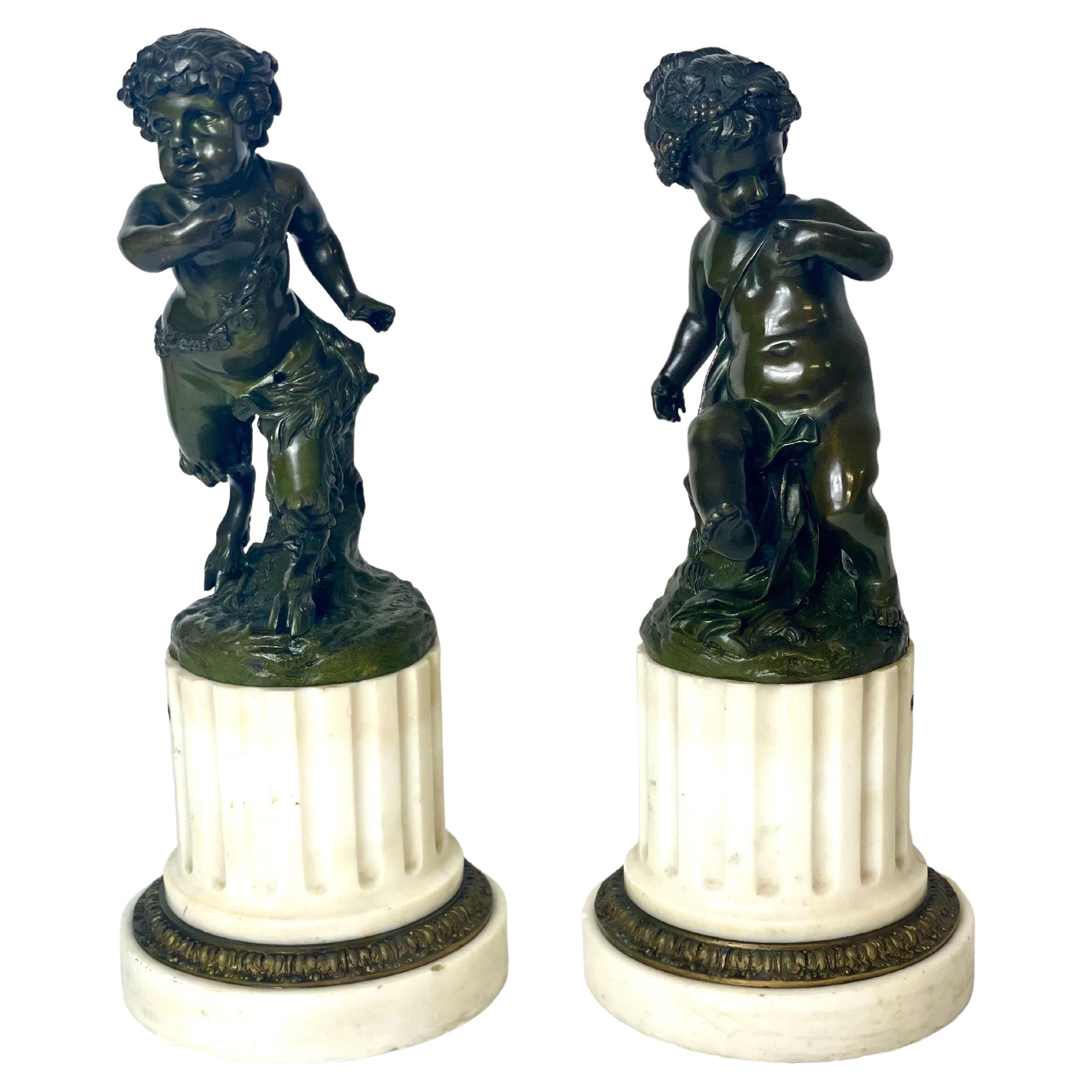 Pair of Bronze Figurines after Michel Clodion For Sale
