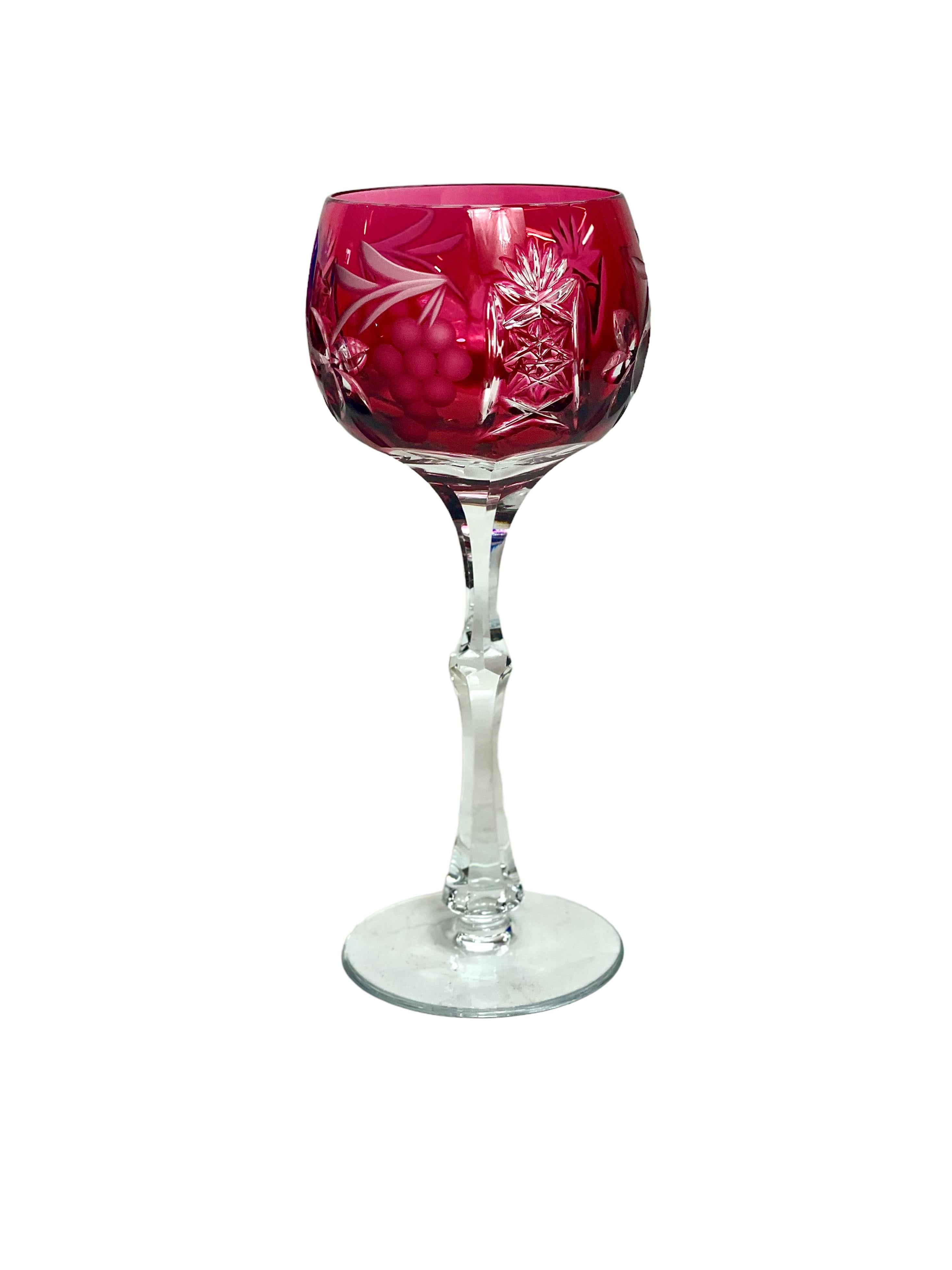 Delightful Set of Six Multi-Coloured Crystal Rhine Wine Glasses 4