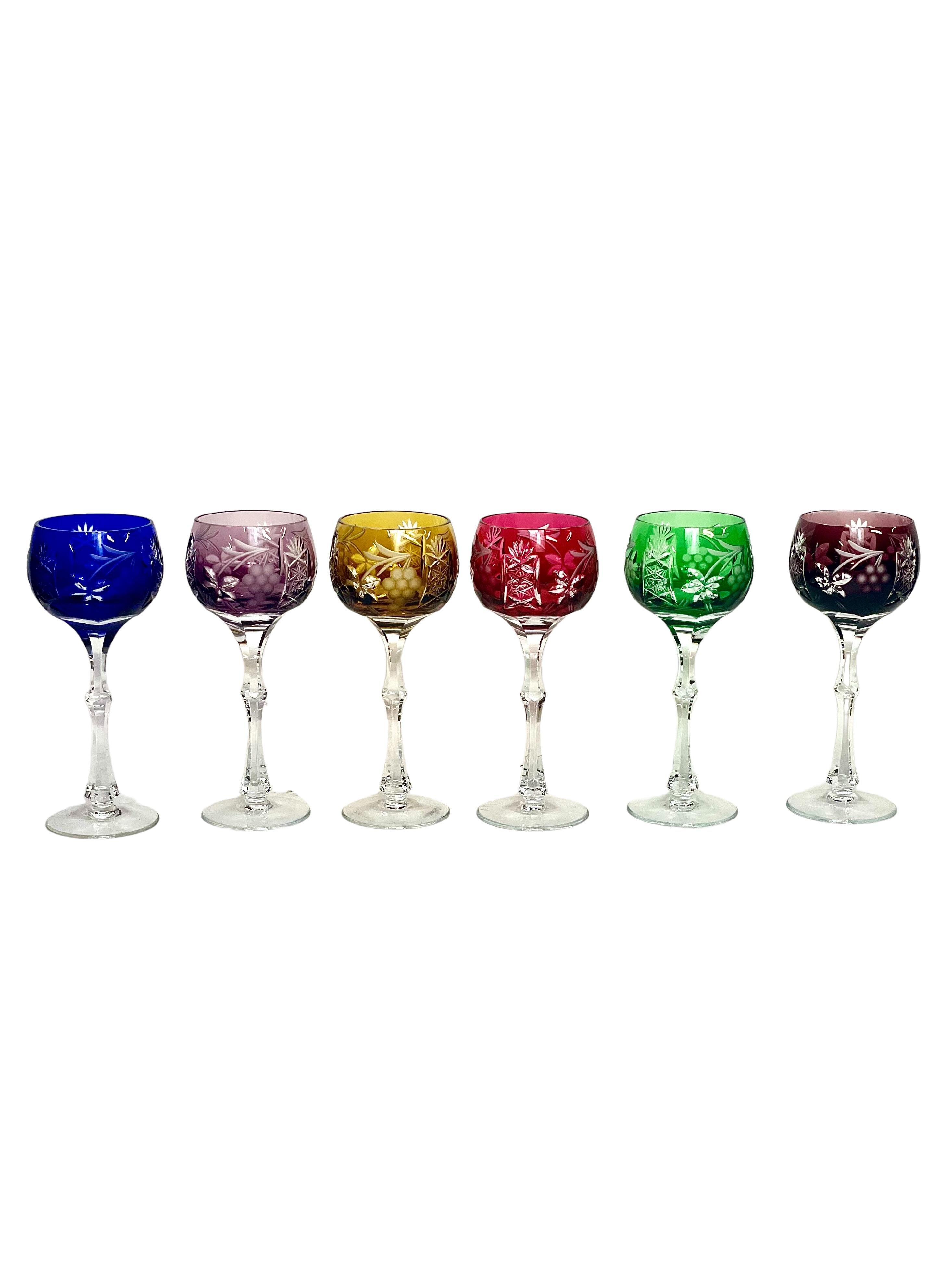 colorful crystal wine glasses