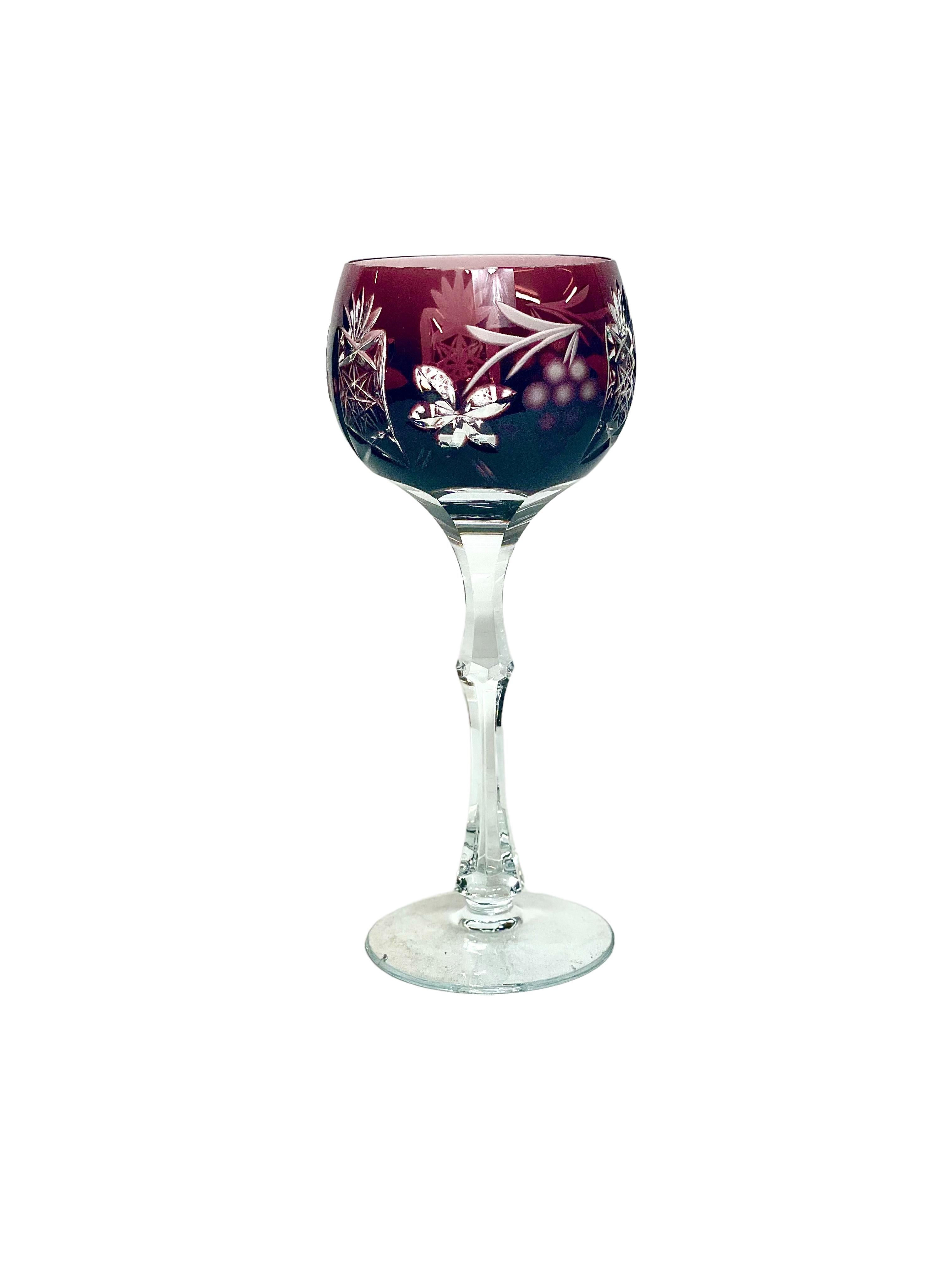 Delightful Set of Six Multi-Coloured Crystal Rhine Wine Glasses 1