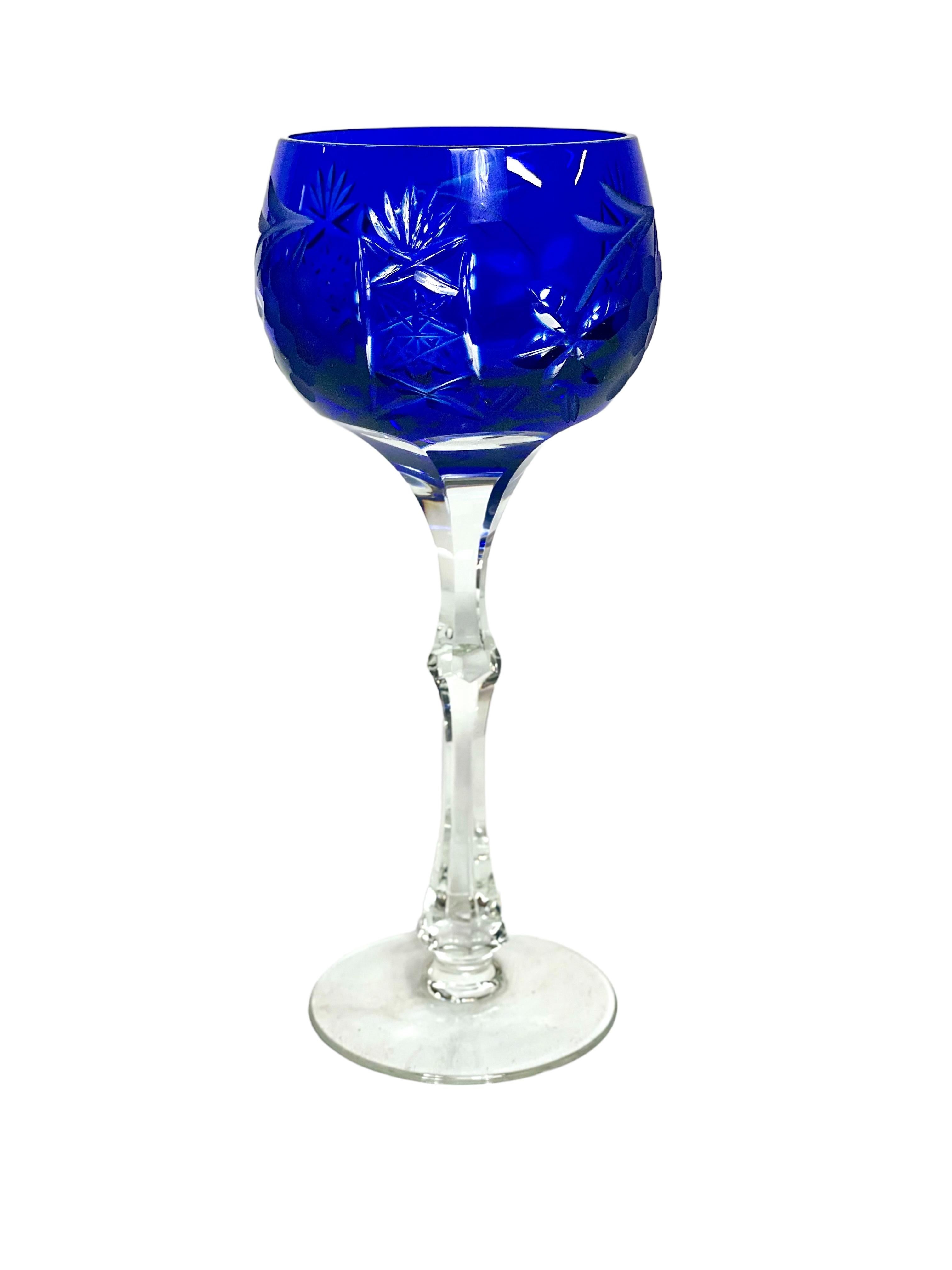 Delightful Set of Six Multi-Coloured Crystal Rhine Wine Glasses 3