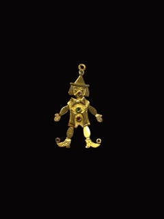 Vintage 19.2kt Yellow Gold Articulated Clown Pendant, 1970s-90s