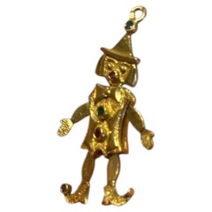 Vintage 19.2kt Yellow Gold Articulated Clown Pendant, 1970s-90s