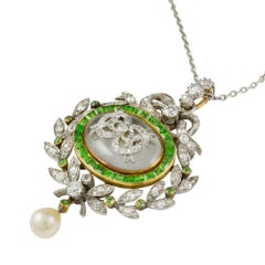 Demantoid Garnet and Diamond Pendant