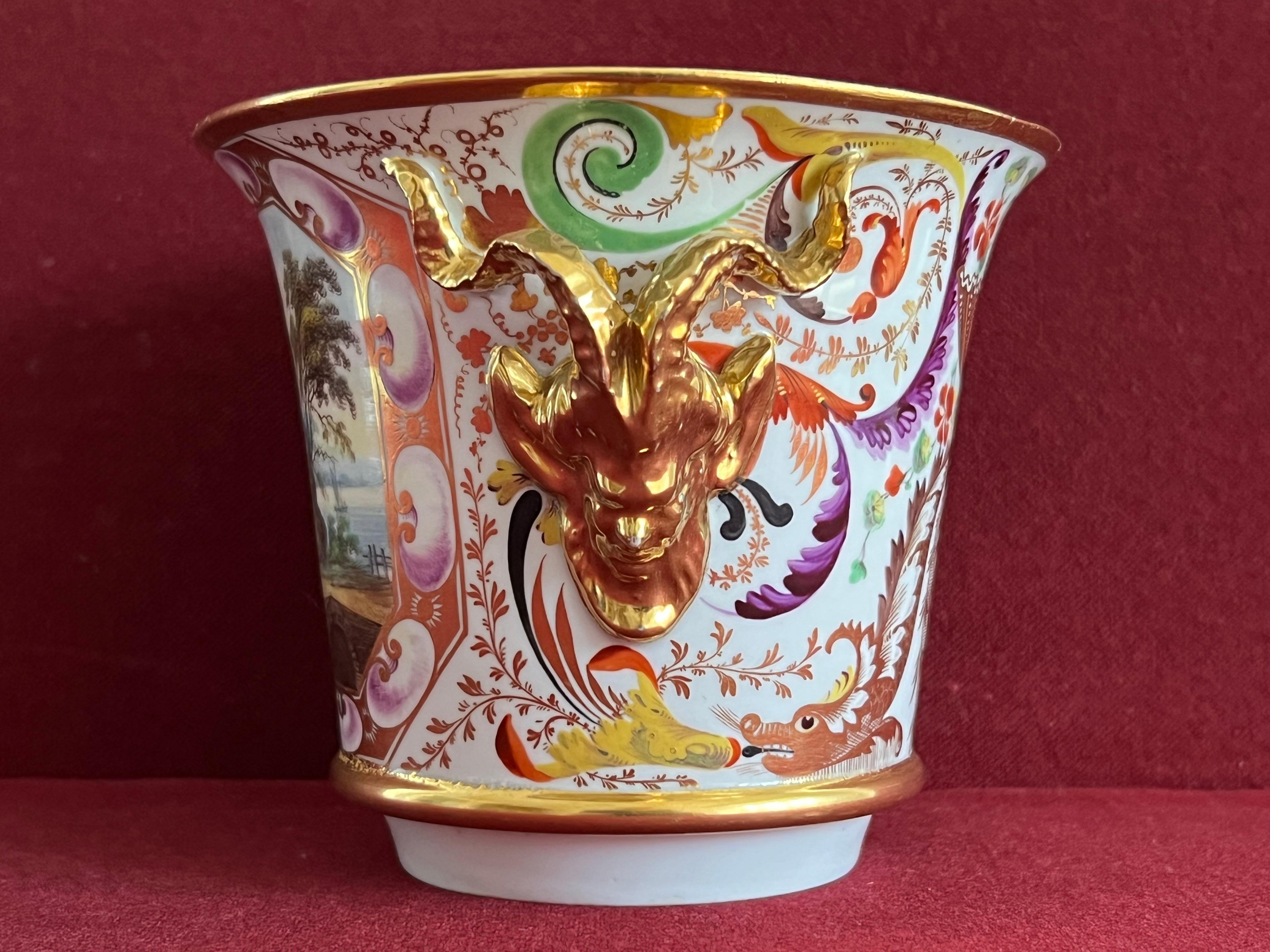 British A Derby Porcelain Cache Pot decorated by John Brewer c.1815 For Sale