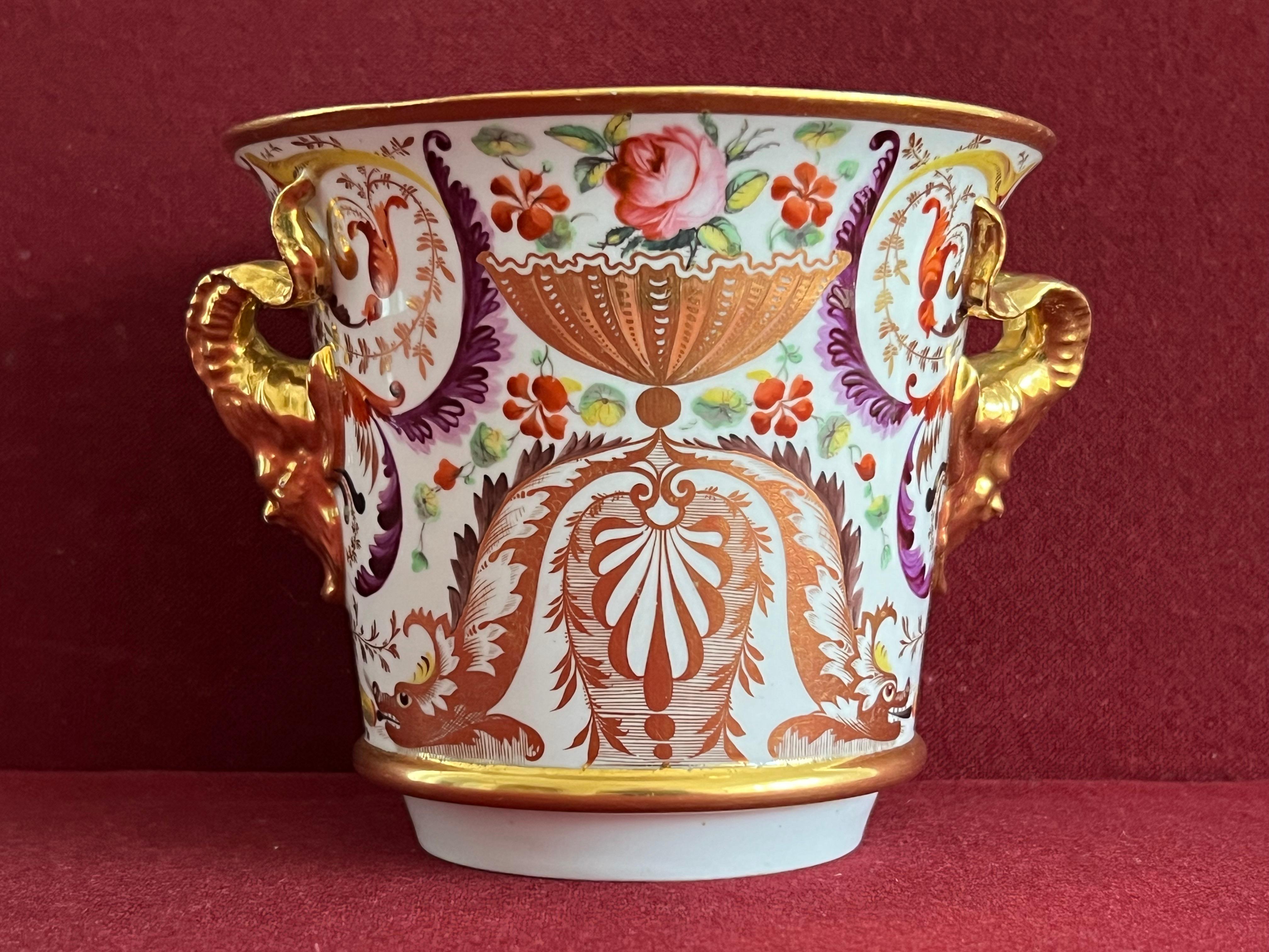 Hand-Painted A Derby Porcelain Cache Pot decorated by John Brewer c.1815 For Sale