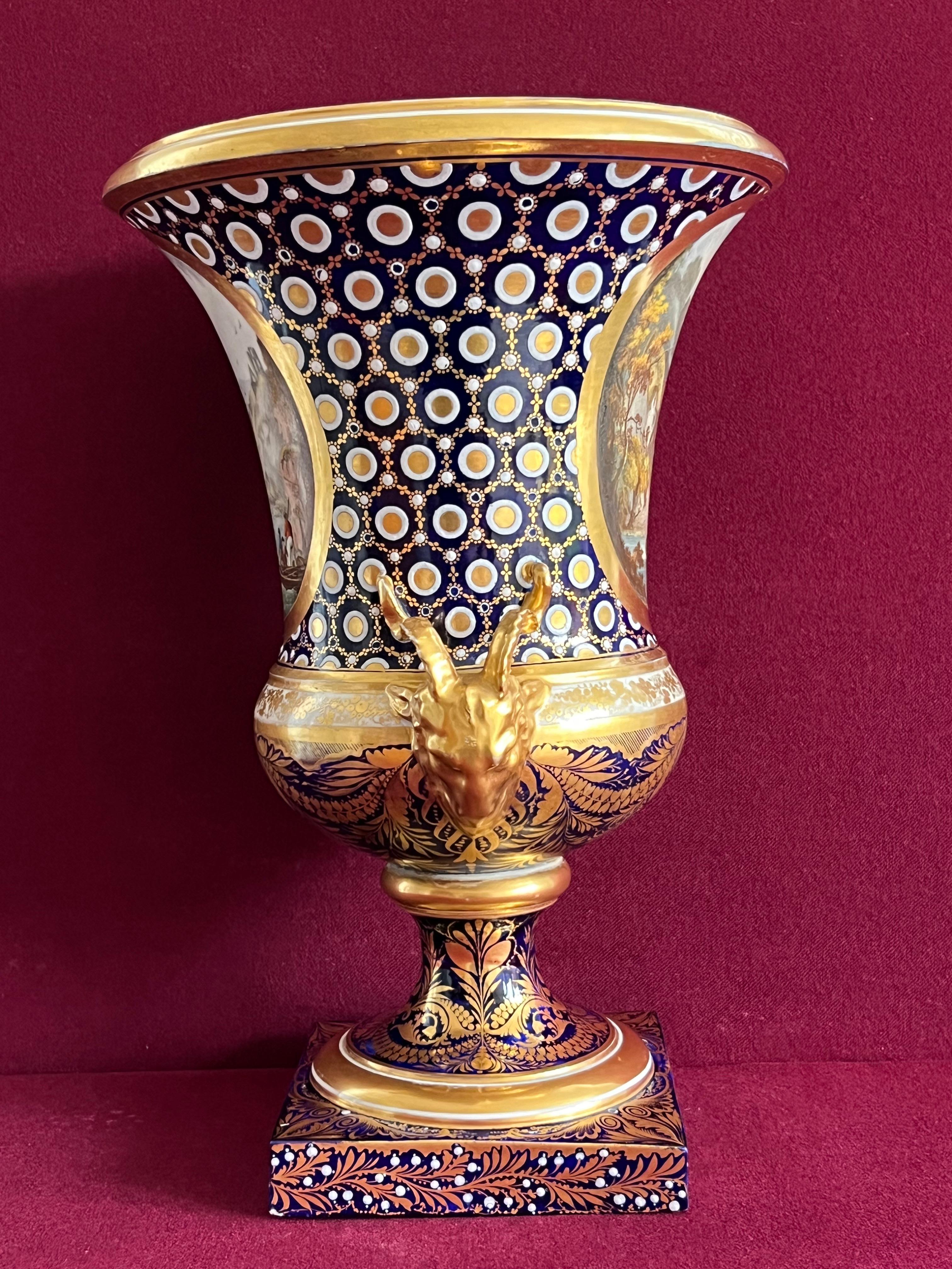A Derby Porcelain Campana Vase decorated by John Brewer c.1810 In Good Condition For Sale In Exeter, GB