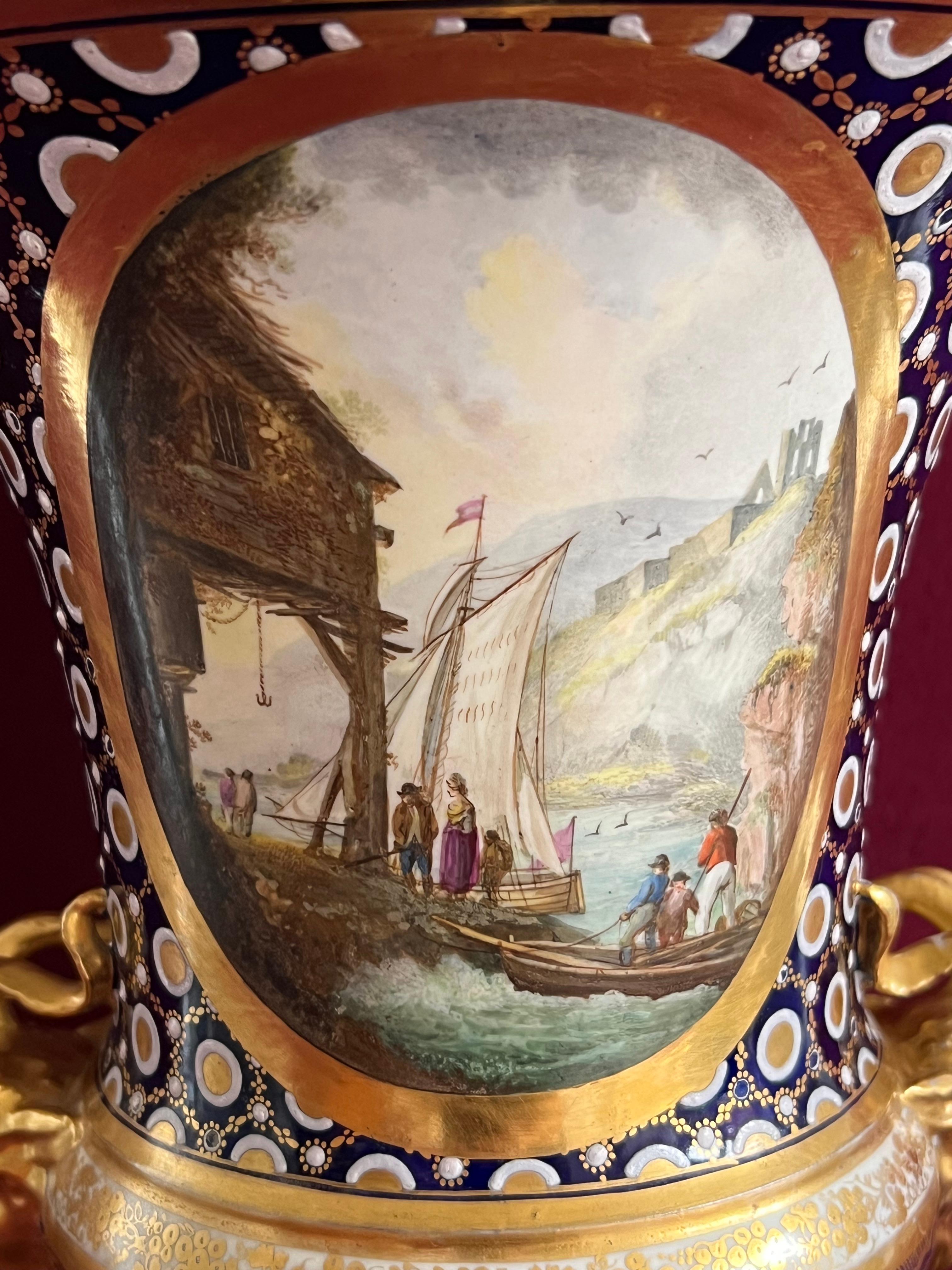 Eine Campana-Vase aus Derby-Porzellan, dekoriert von John Brewer um 1810 im Angebot 1