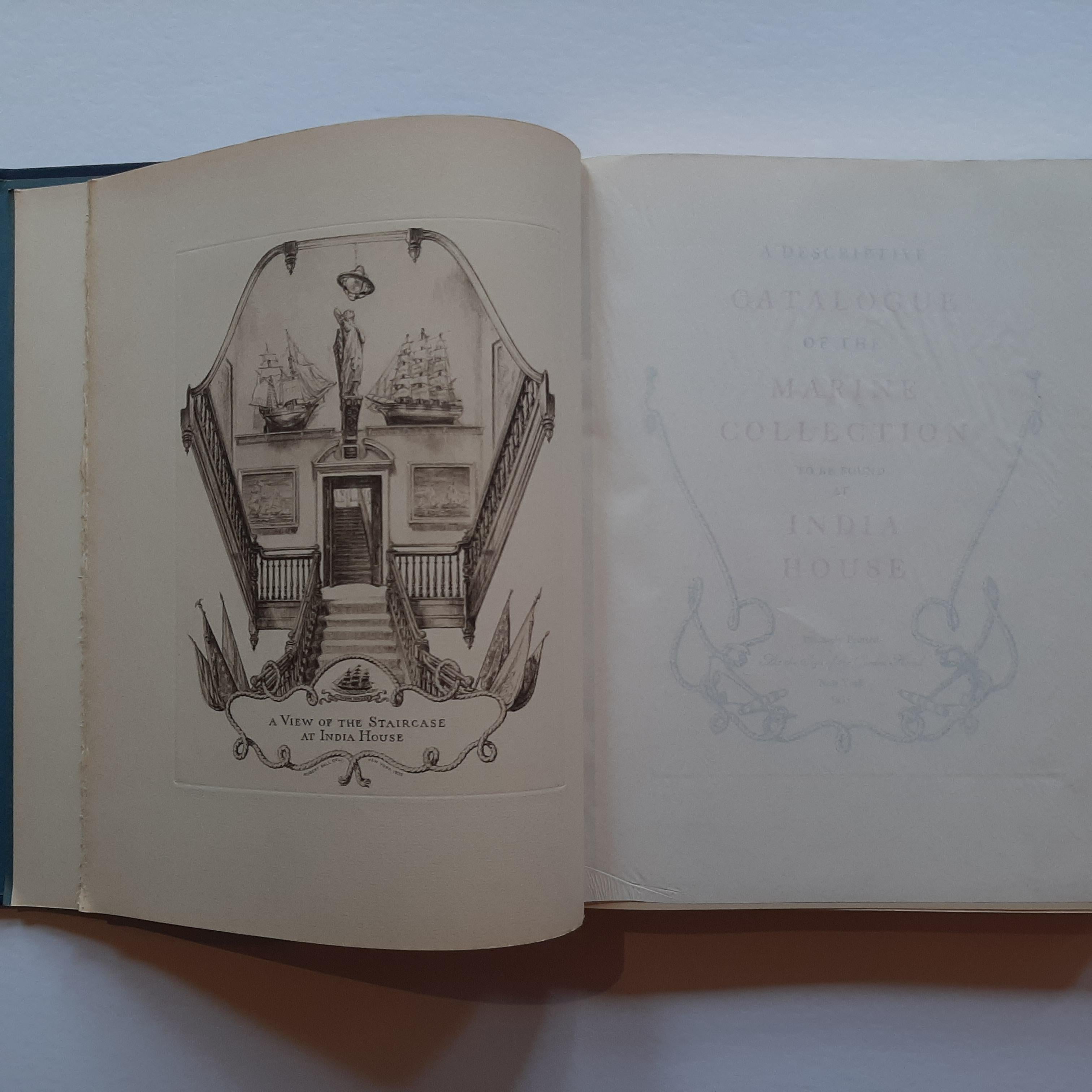 'A Descriptive Catalogue of the Marine Collection to be found at India House'. New York: privately printed at sign of Gosden Head, 1935. First edition. Hardcover. Small folio, bound in full navy blue cloth covered boards. Numerous high quality