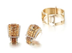 A Detachable Citrine and Diamond Retro cuff Bracelet