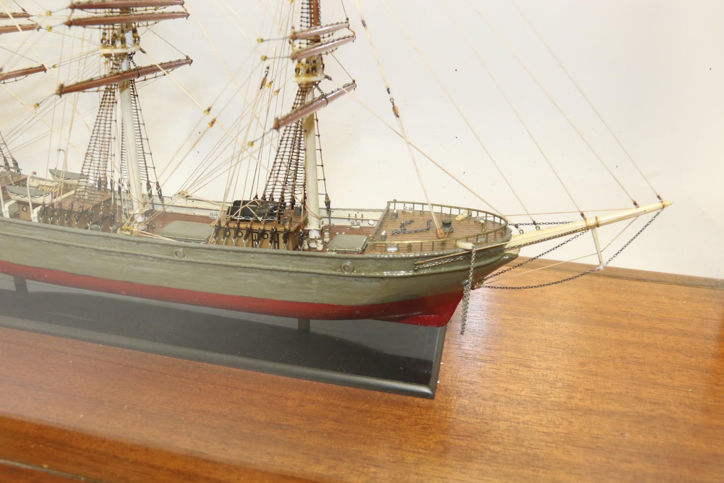 Wood Detailed Early 20th Century English Scale Model of a 3 Mast Sailing Ship For Sale