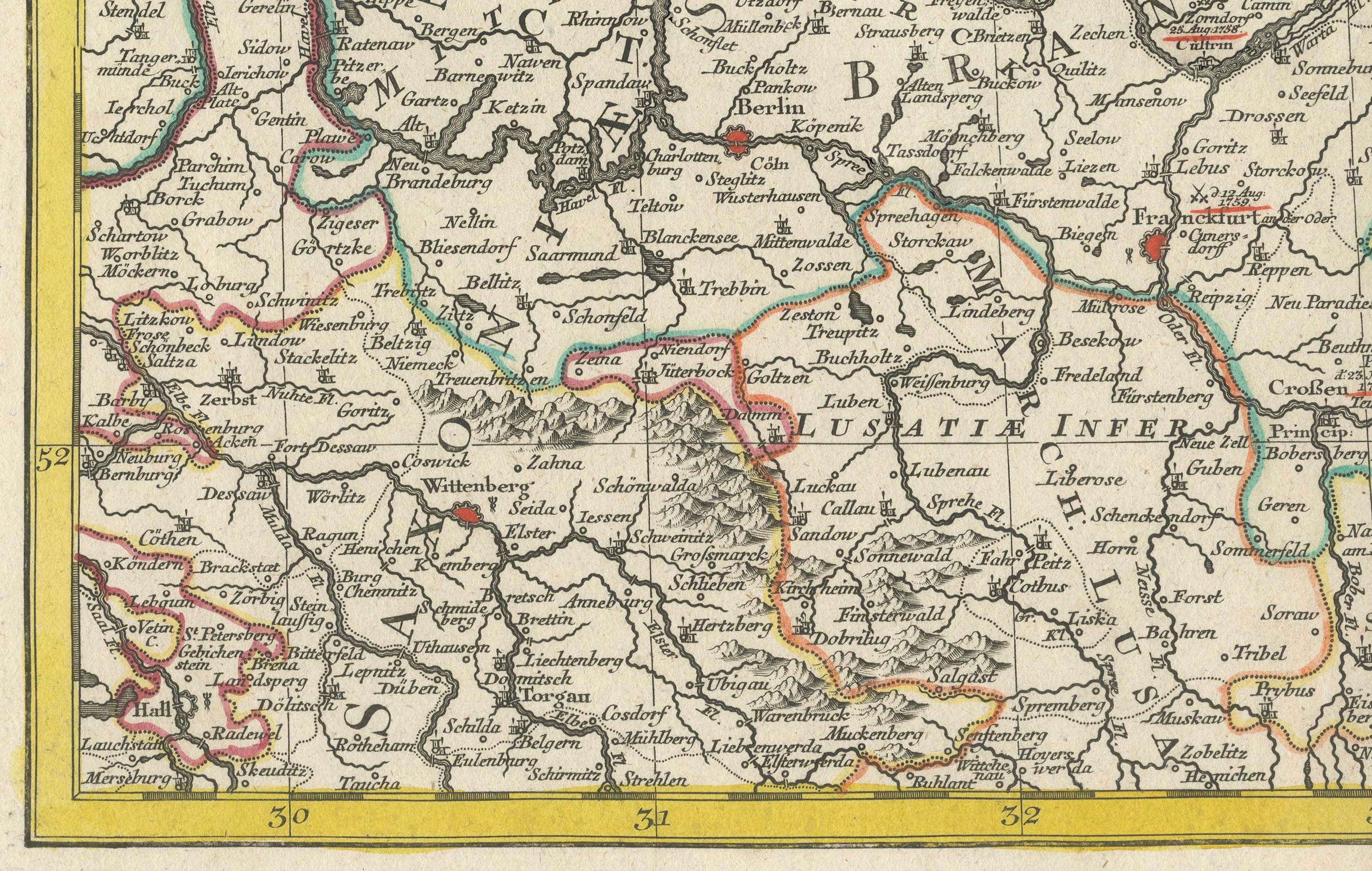 A Detailed Mid-18th Century German Map of North-Central Europe In Good Condition For Sale In Langweer, NL