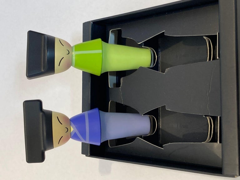 A di Alessi King and Queen Chin set of 2 Bottle Stops in Blue and
