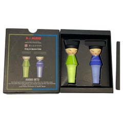 A di Alessi King and Queen Chin set of 2 Bottle Stops in Blue and Green
