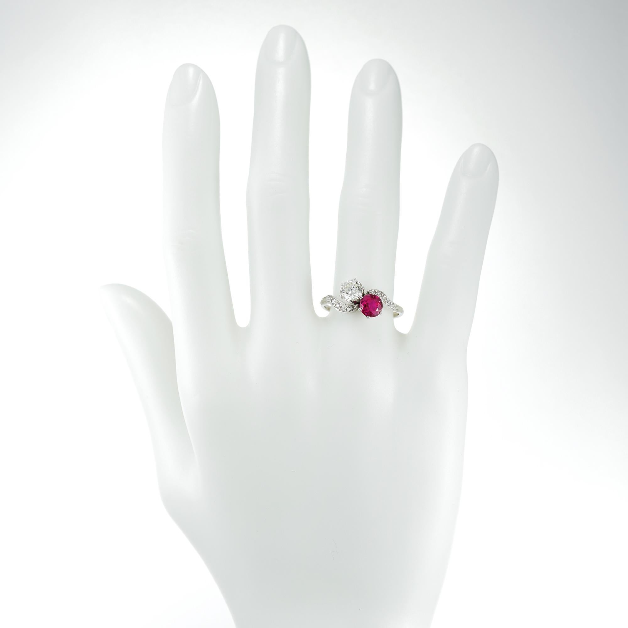 Diamond and Ruby Cross-Over Ring 1