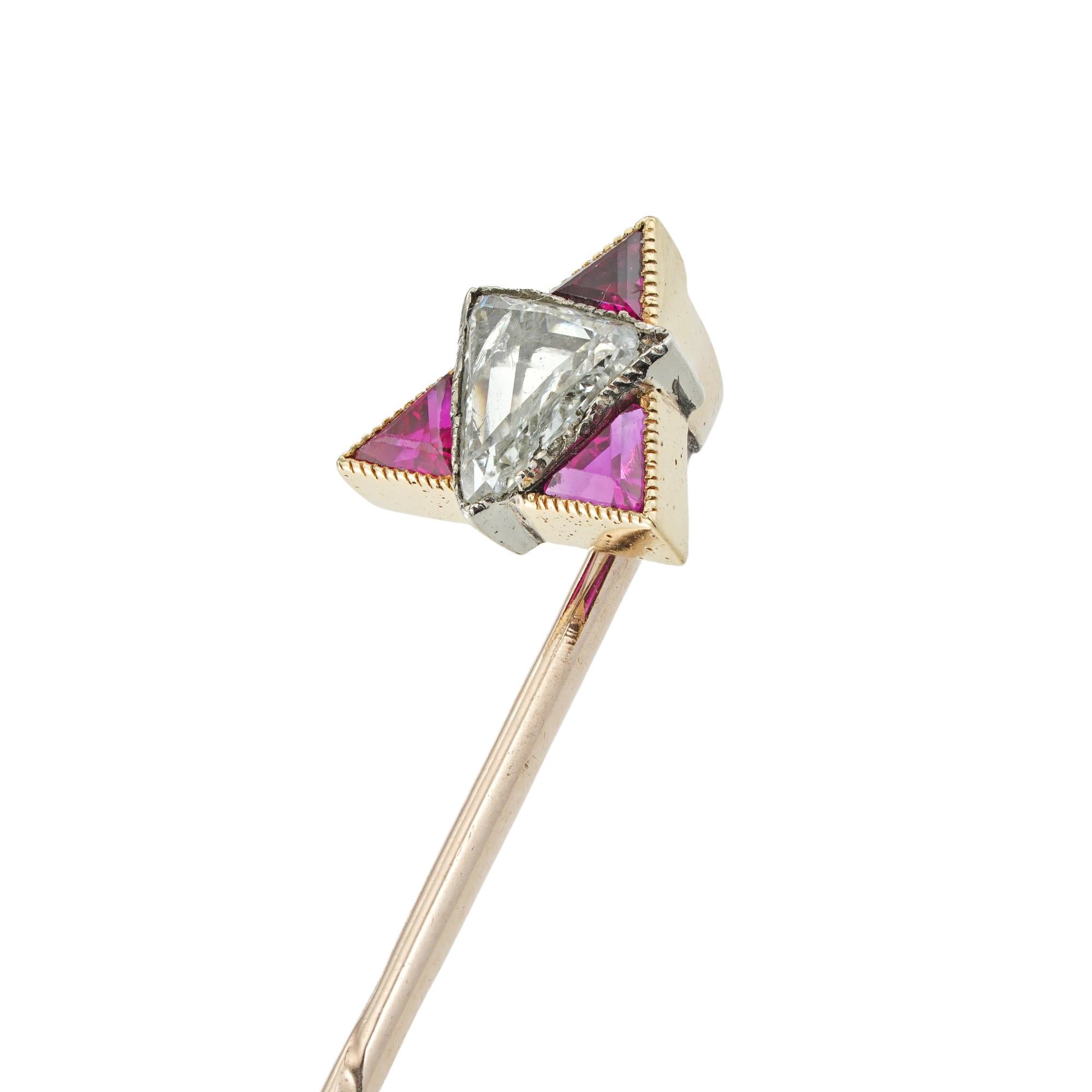 Alfiler de diamante y rubí con la estrella de David Eduardiano en venta