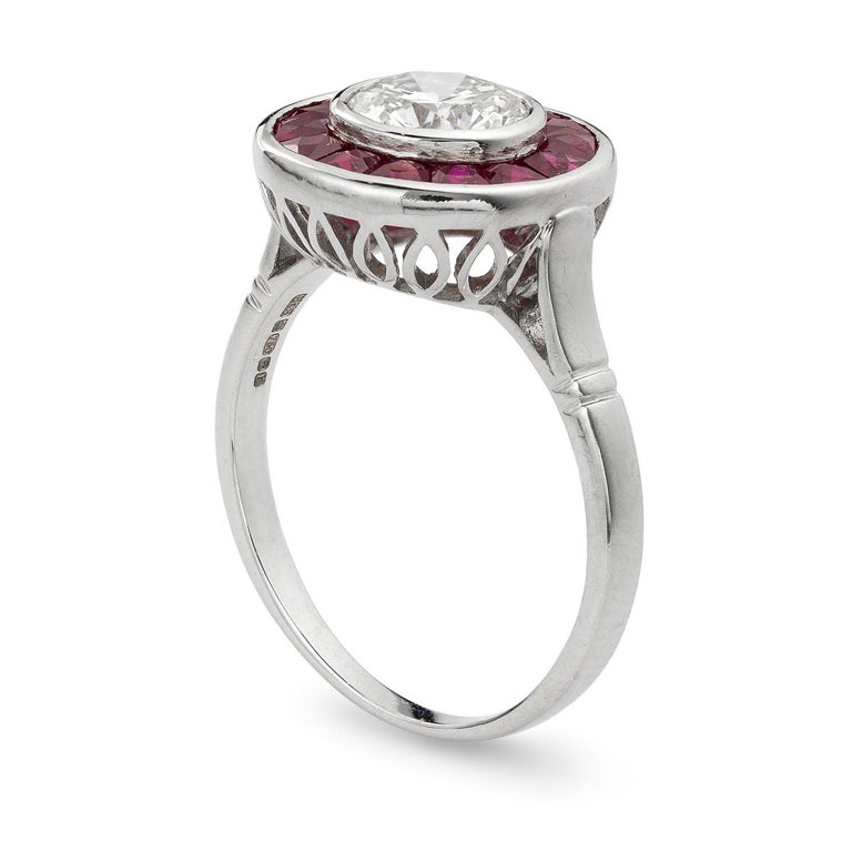 Diamond and Ruby Target Ring For Sale at 1stDibs