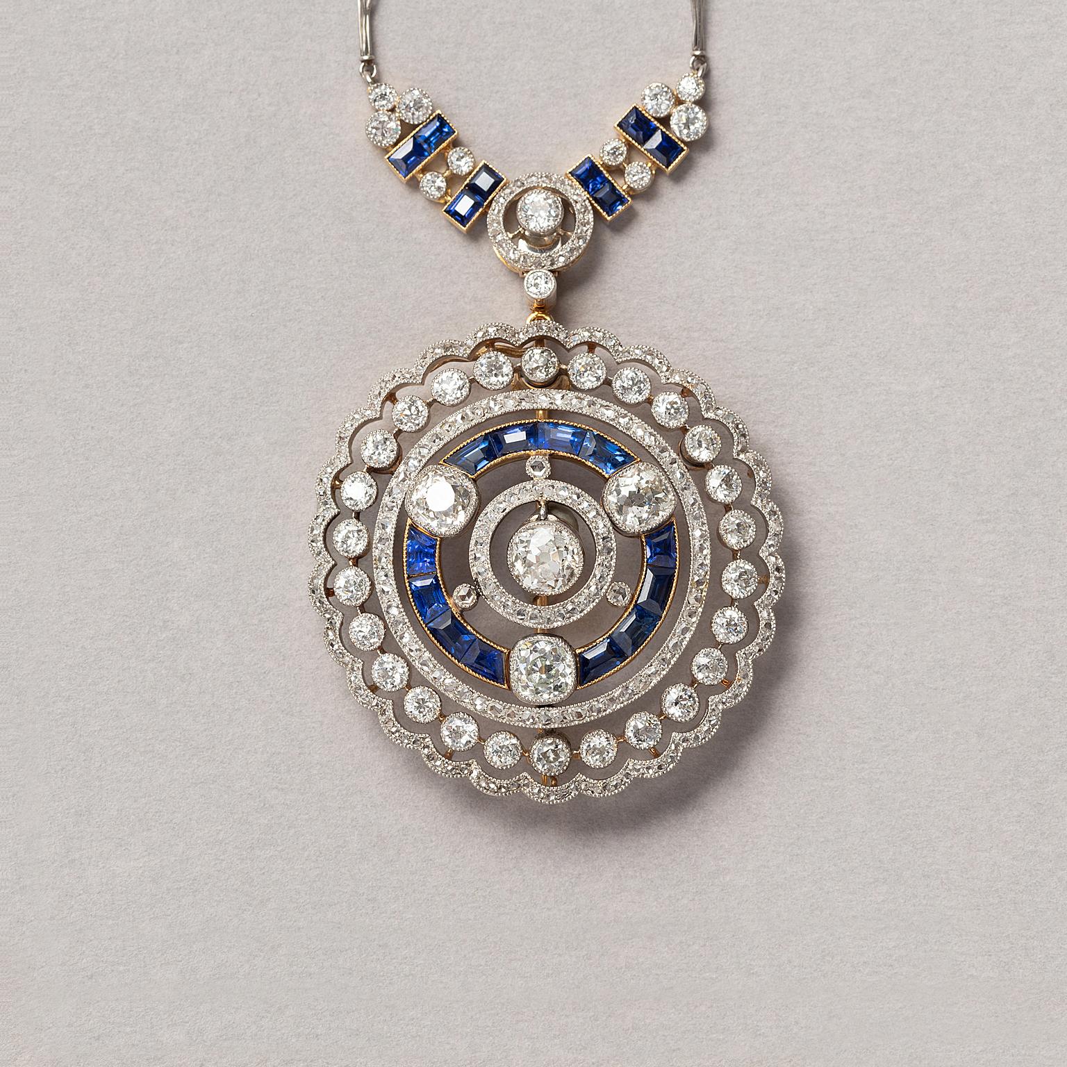 A Diamond and Sapphire necklace or Pendant or Brooch 1