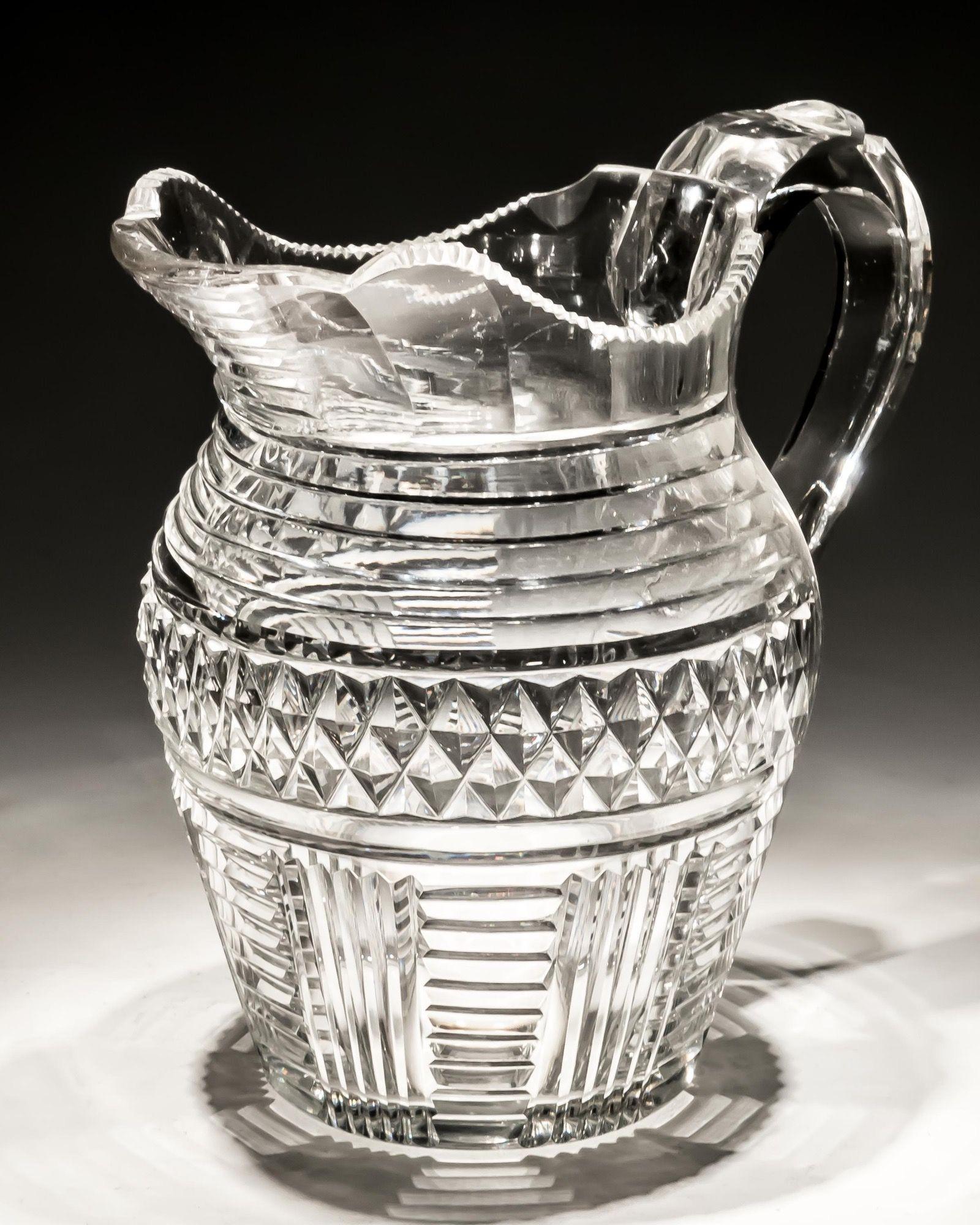 Early 19th Century Diamond and Step Cut Water Jug For Sale
