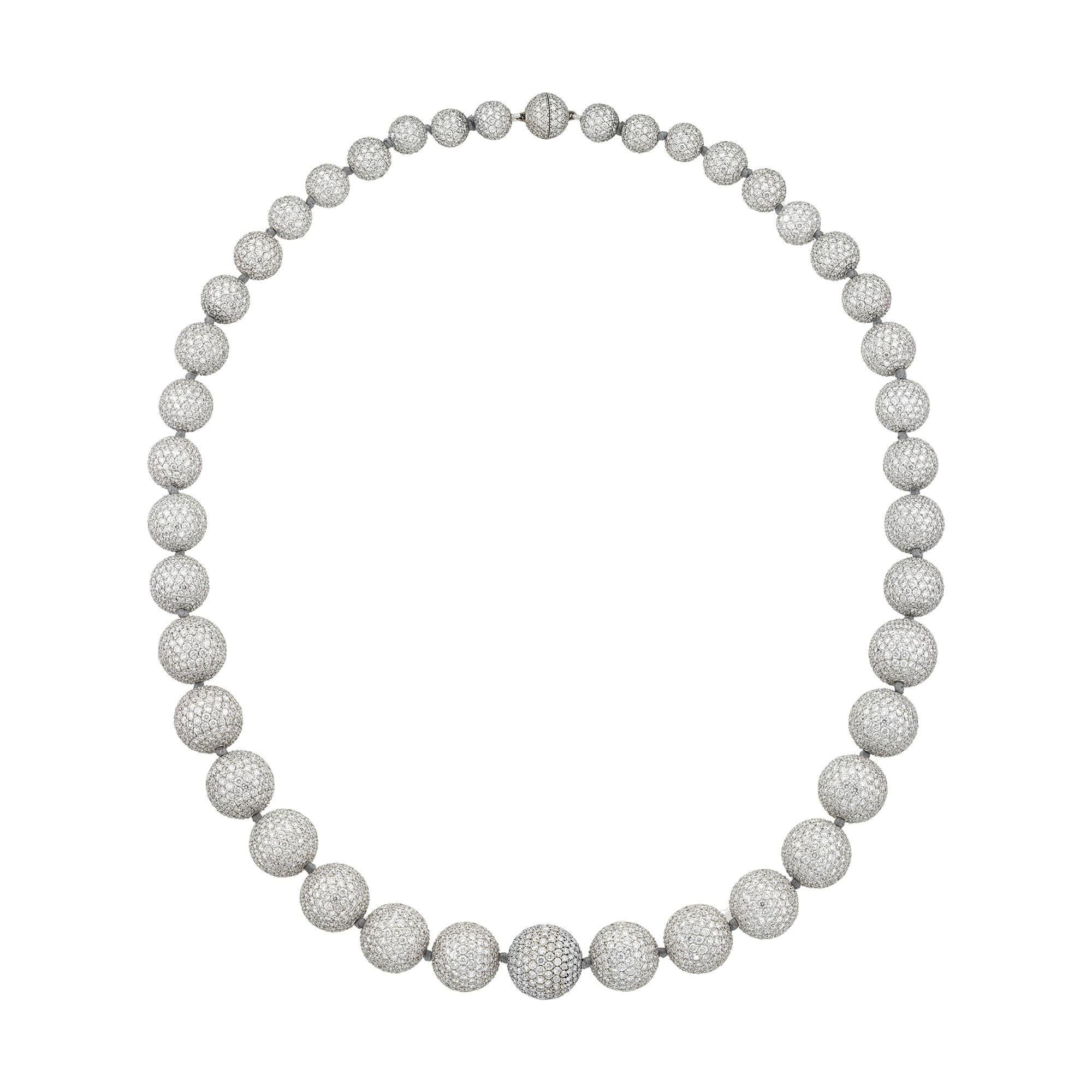 A diamond ball beaded necklace