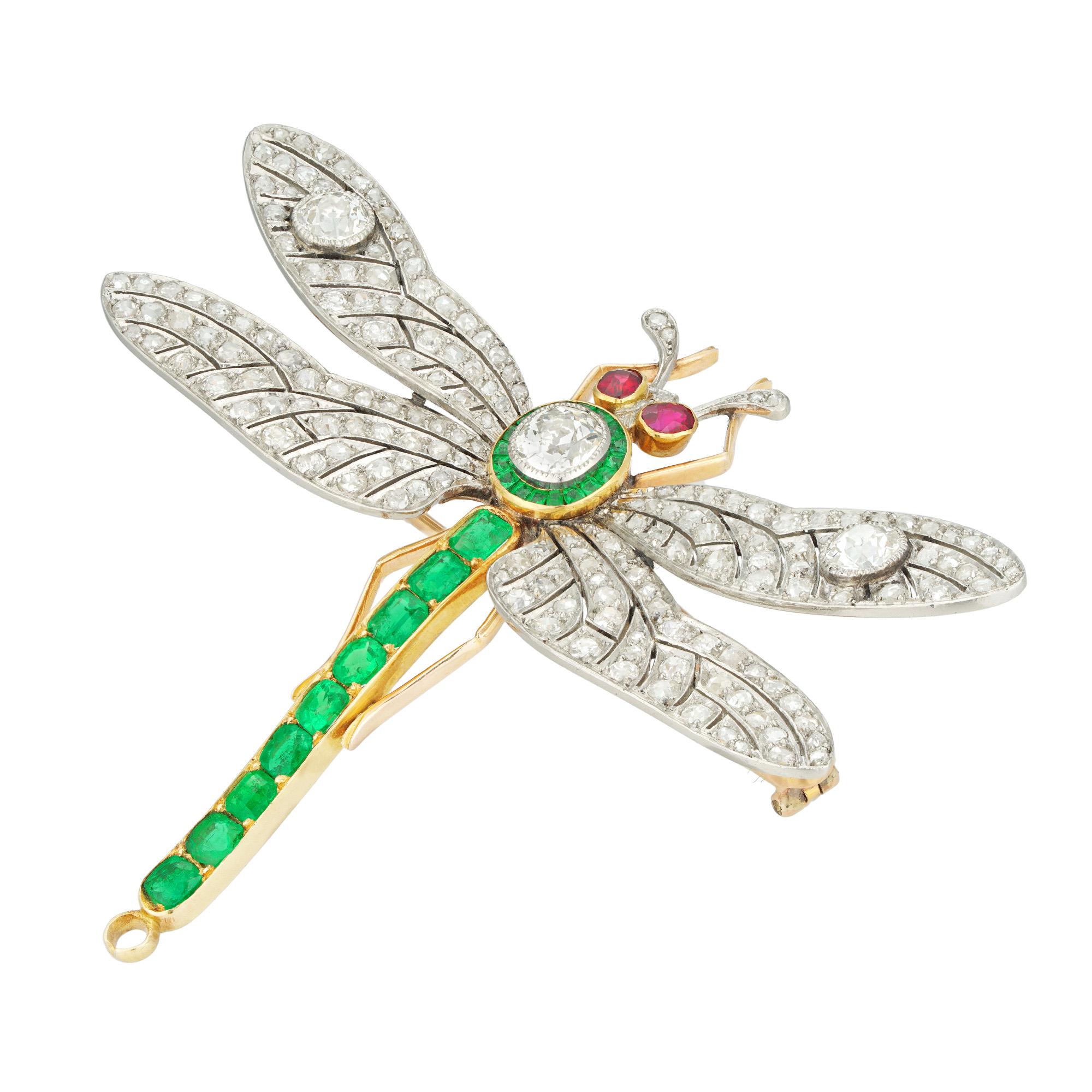 A Diamond, Emerald And Ruby En Tremblant Dragonfl… - image 2