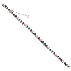 Diamond Emerald Sapphire and Ruby Set Tennis Bracelet