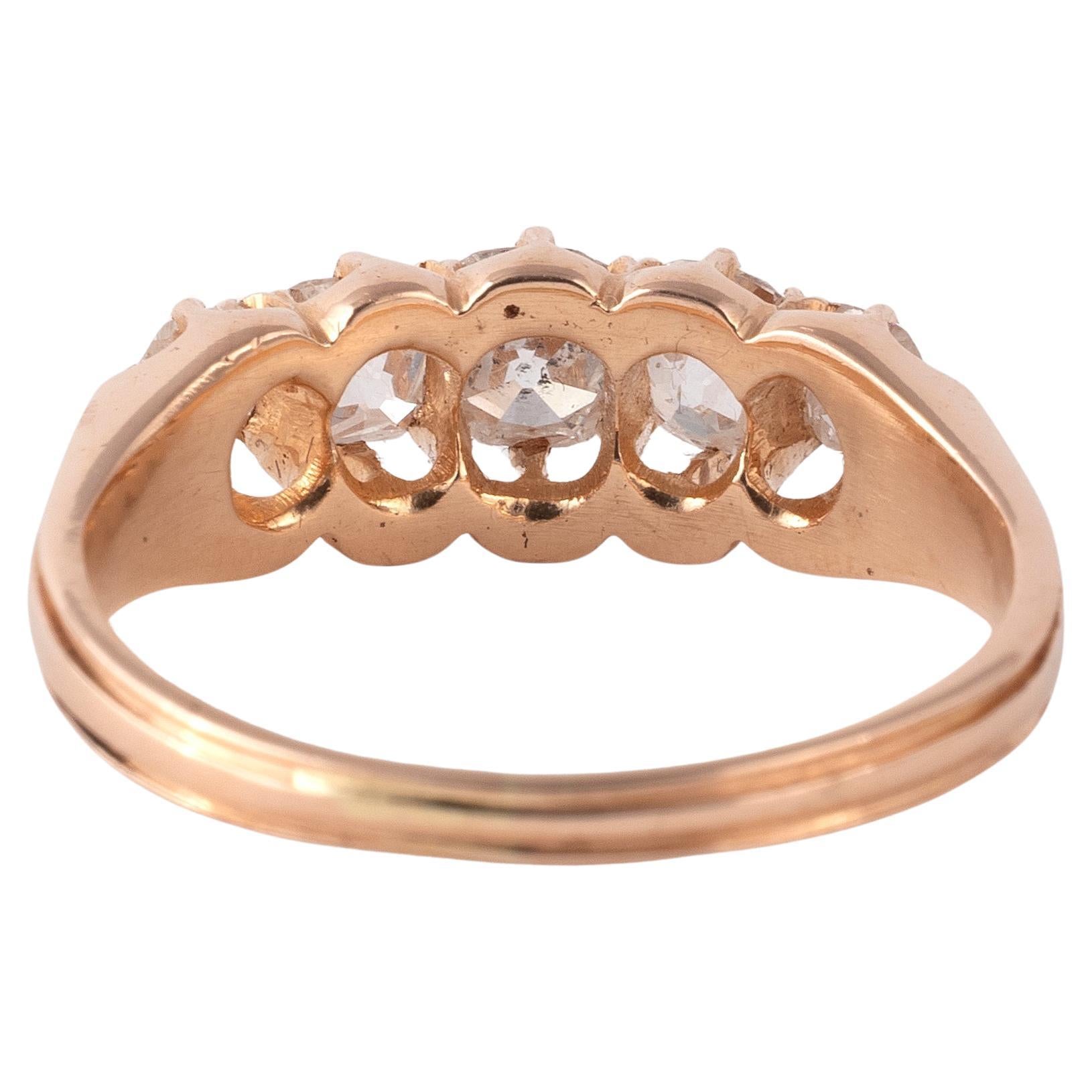 Old European Cut A Diamond Five-Stone Ring Circa 1890 For Sale