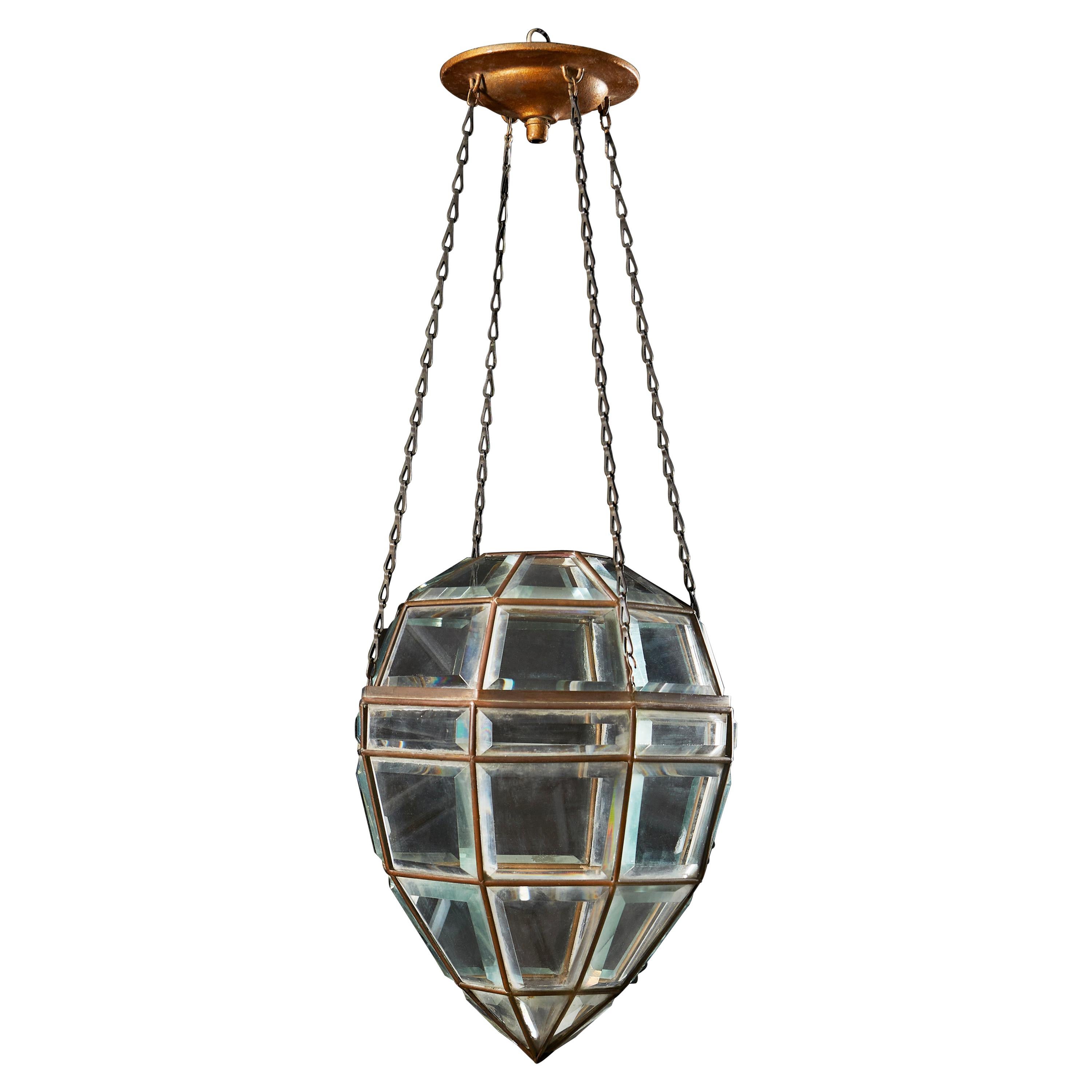 A Diamond Form Glass Pendant Hanging Light