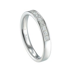 Diamond Half Eternity Ring, 0.5ct Princess-Cut in 18k White Gold, UK