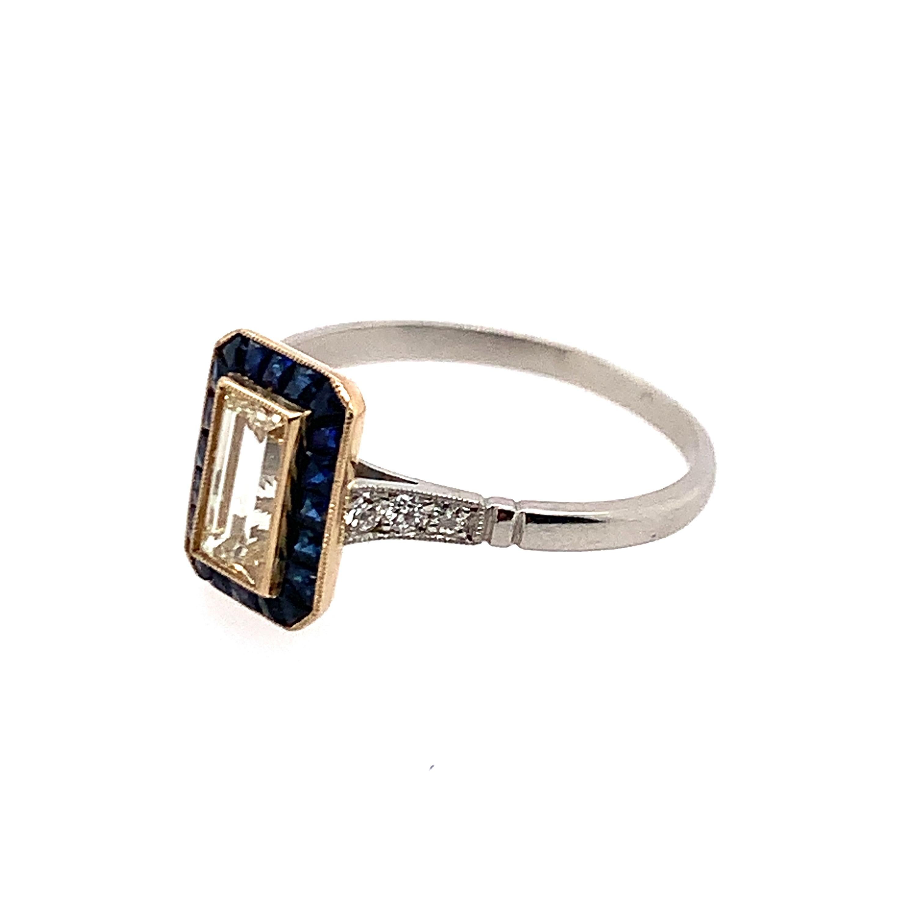 Women's A Diamond, Sapphire, Platinum and Gold Ring For Sale