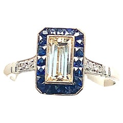 Antique A Diamond, Sapphire, Platinum and Gold Ring