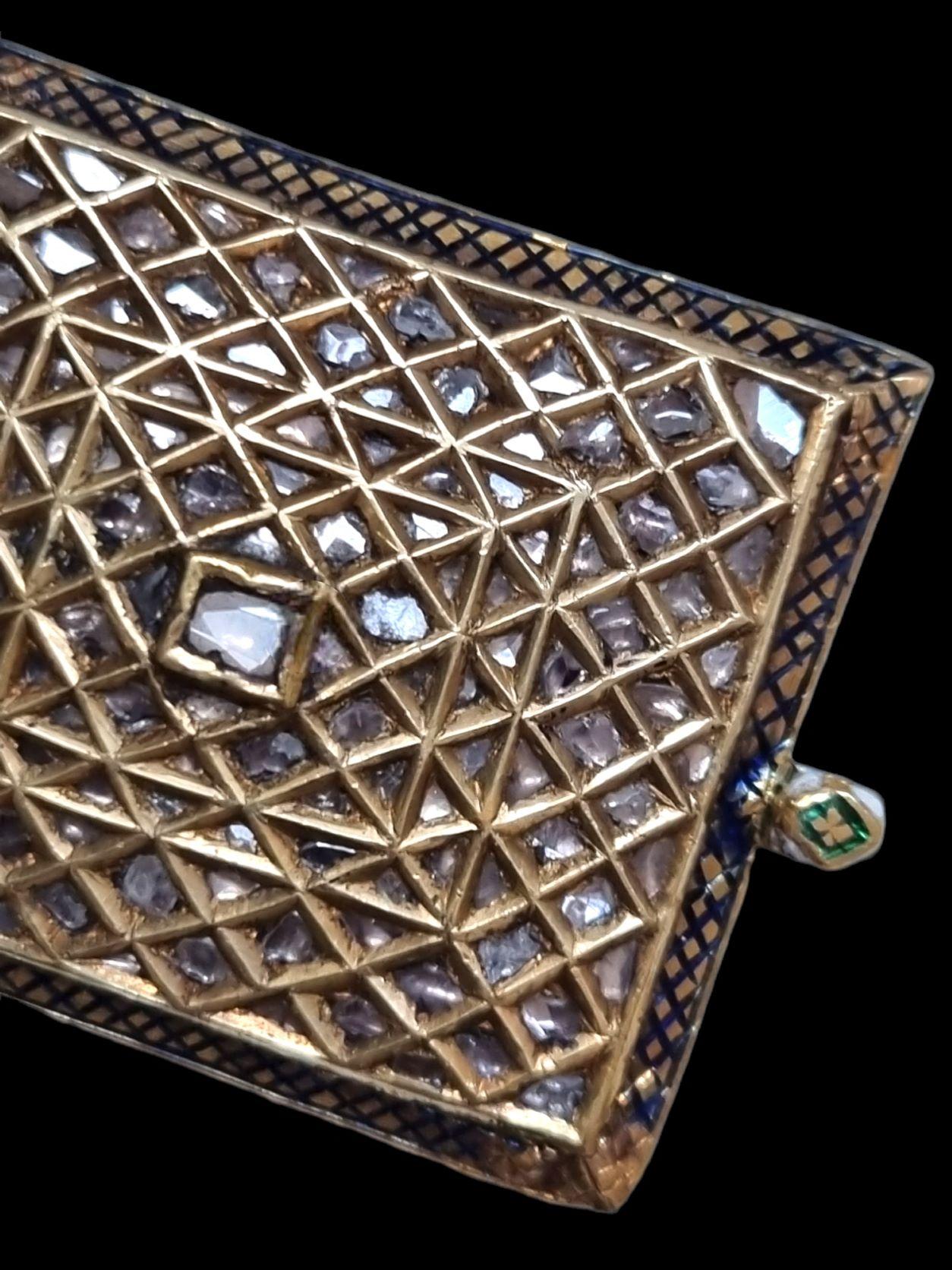 Artisan Diamond-Set Enamelled Gold Bazuband 'Armband', North India, 19th Century For Sale