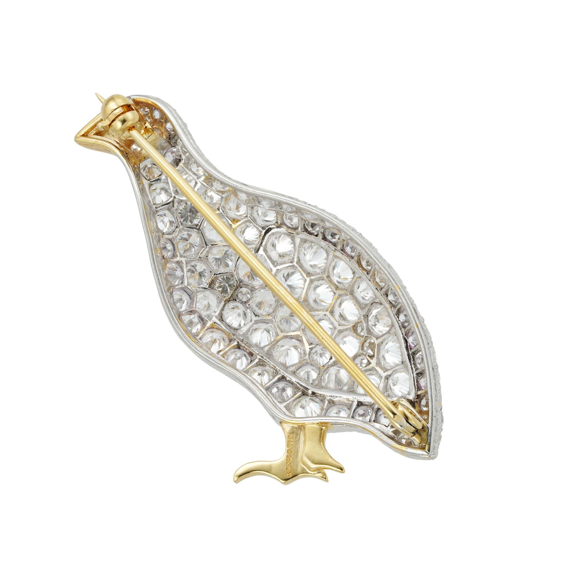 Modern A Diamond-set Partridge Brooch For Sale