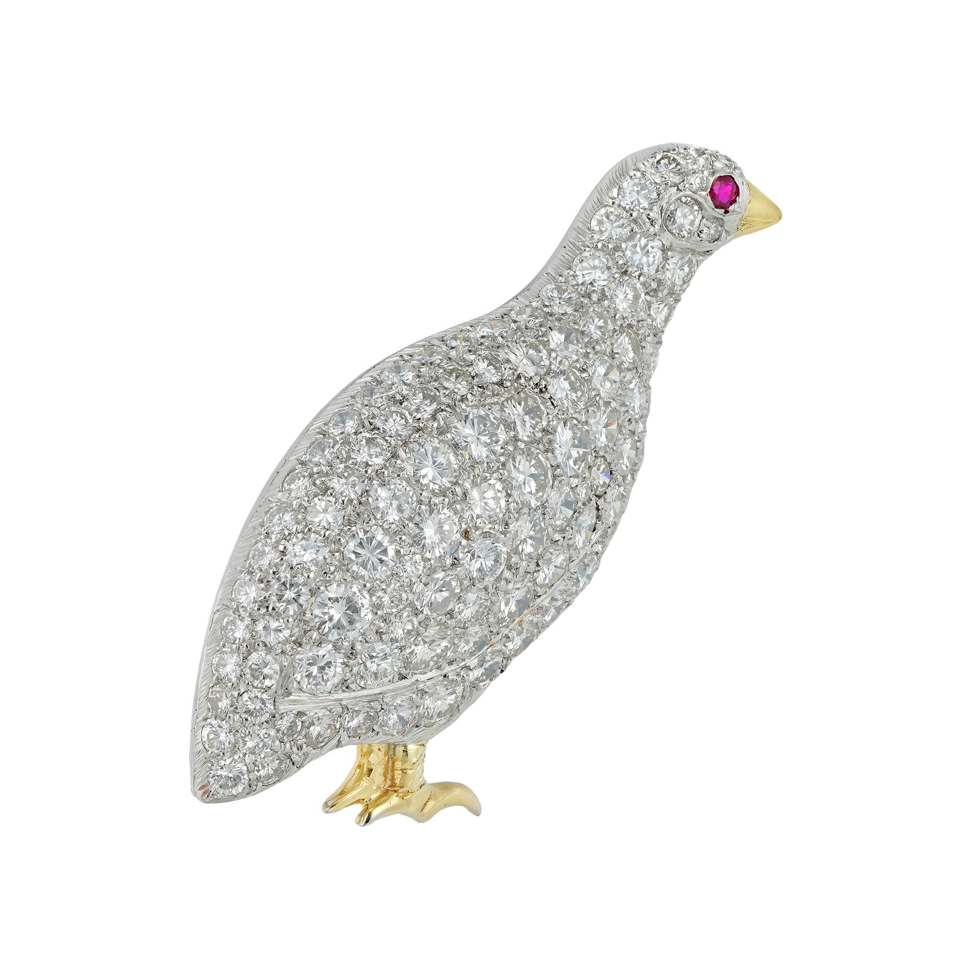 A Diamond-set Partridge Brooch In Excellent Condition For Sale In London, GB