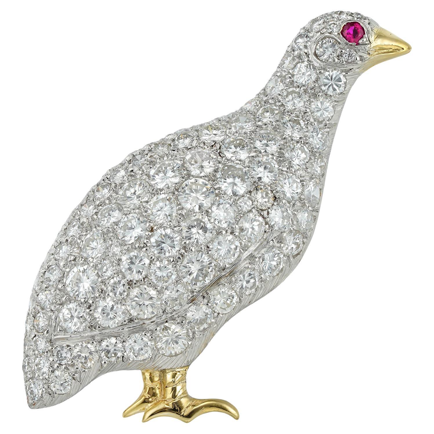 A Diamond-set Partridge Brooch For Sale
