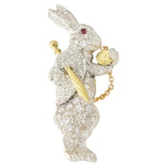 A diamond-set white rabbit brooch