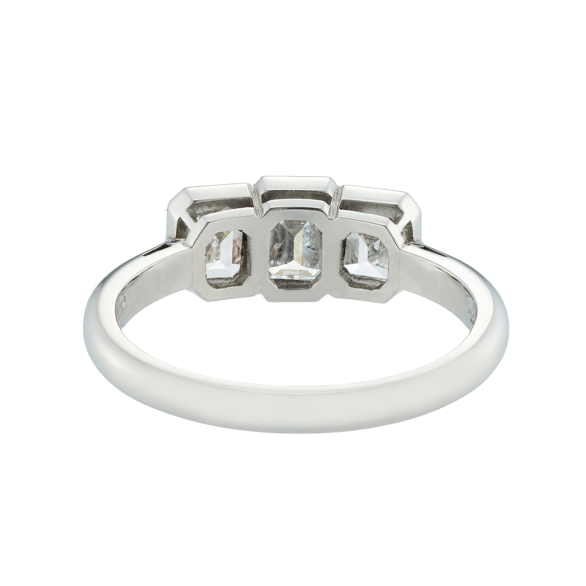Modern Diamond Three-Stone Ring For Sale