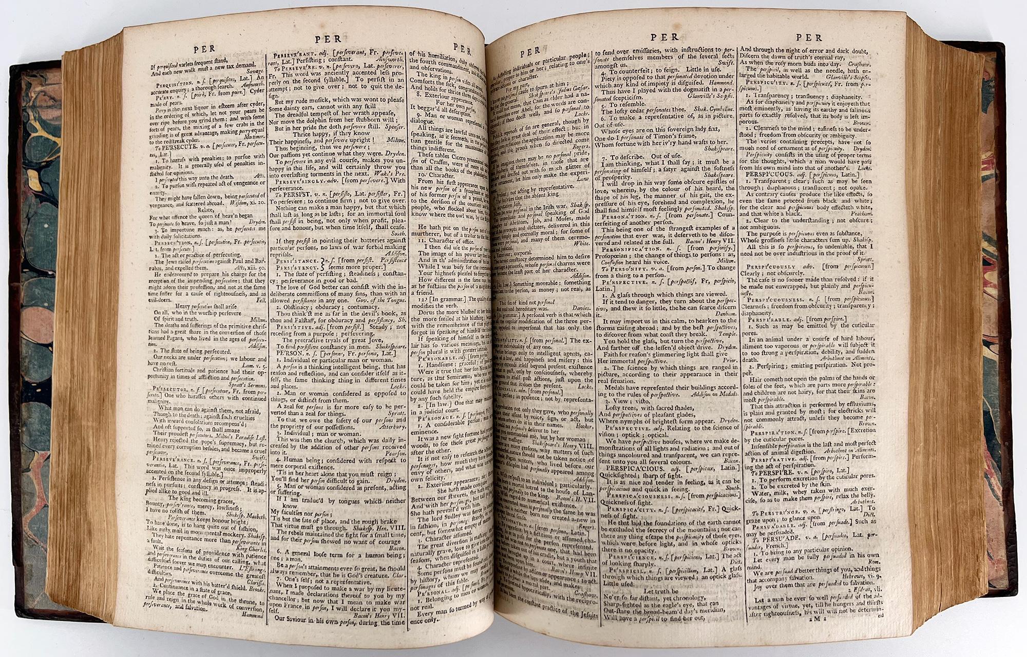 Un Dictionnaire de la Langue Anglaise de Samuel Johnson, 1786 - 2 volumes Bon état - En vente à Middletown, NY