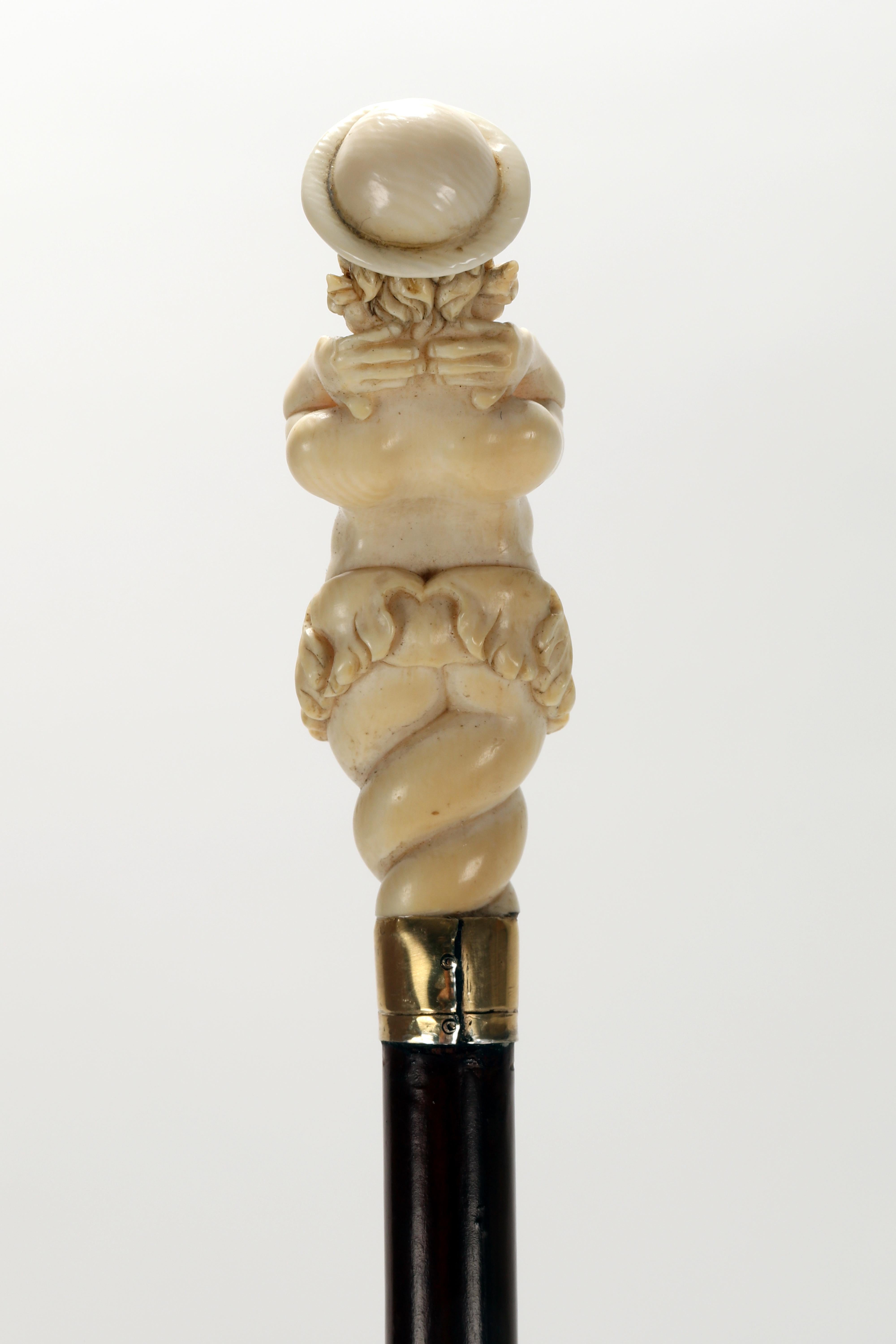 Bastone da passeggio in avorio di Dieppe raffigurante un Satiro, Francia, metà del XIX secolo. in vendita 2