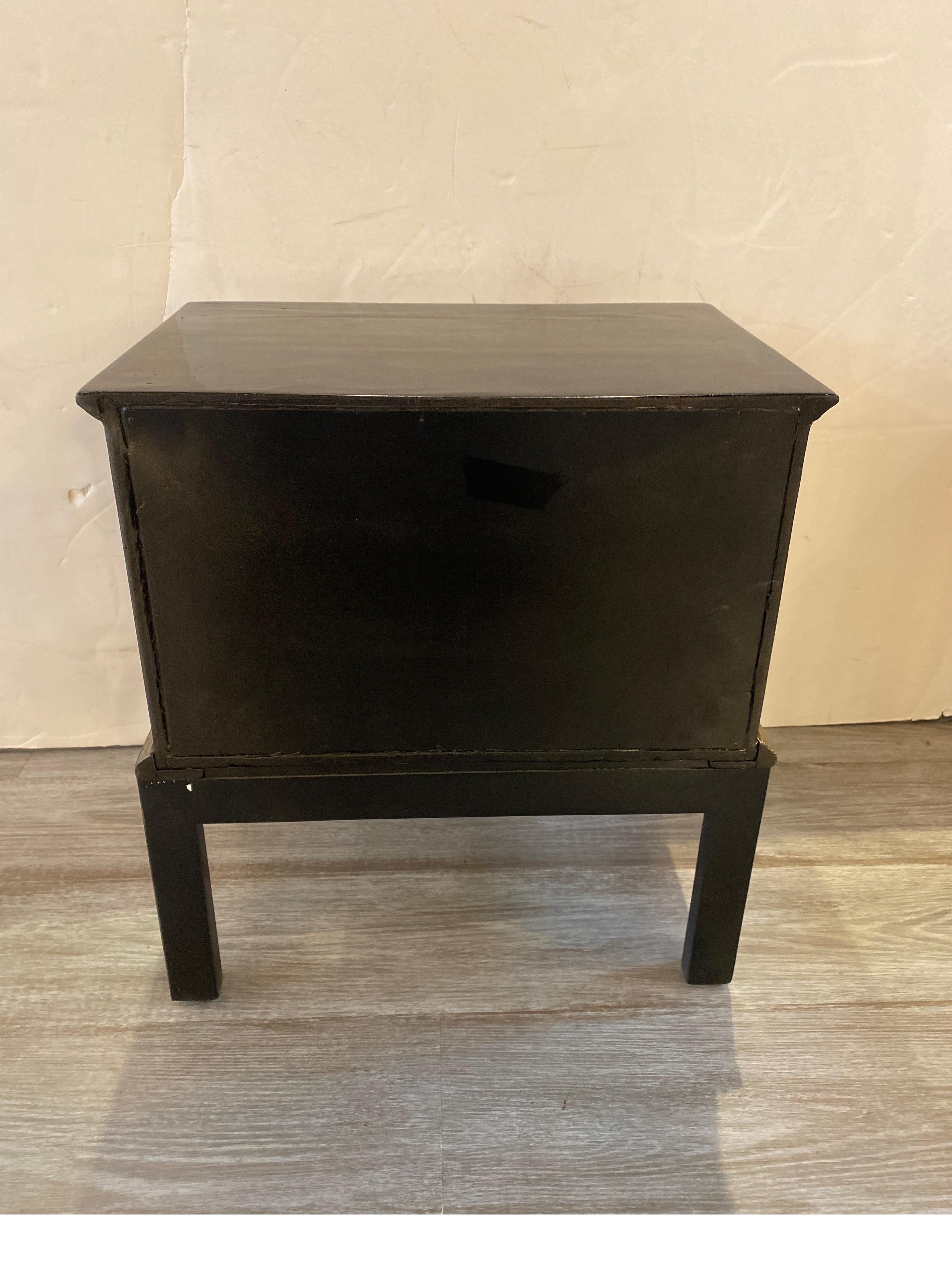 Diminutive Anglo-Indian Black and Gold Lacquered Spice Cabinet In Good Condition For Sale In Lambertville, NJ