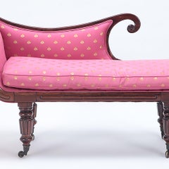 Diminutive English William IV Recamier with Recent Fabric, circa 1830