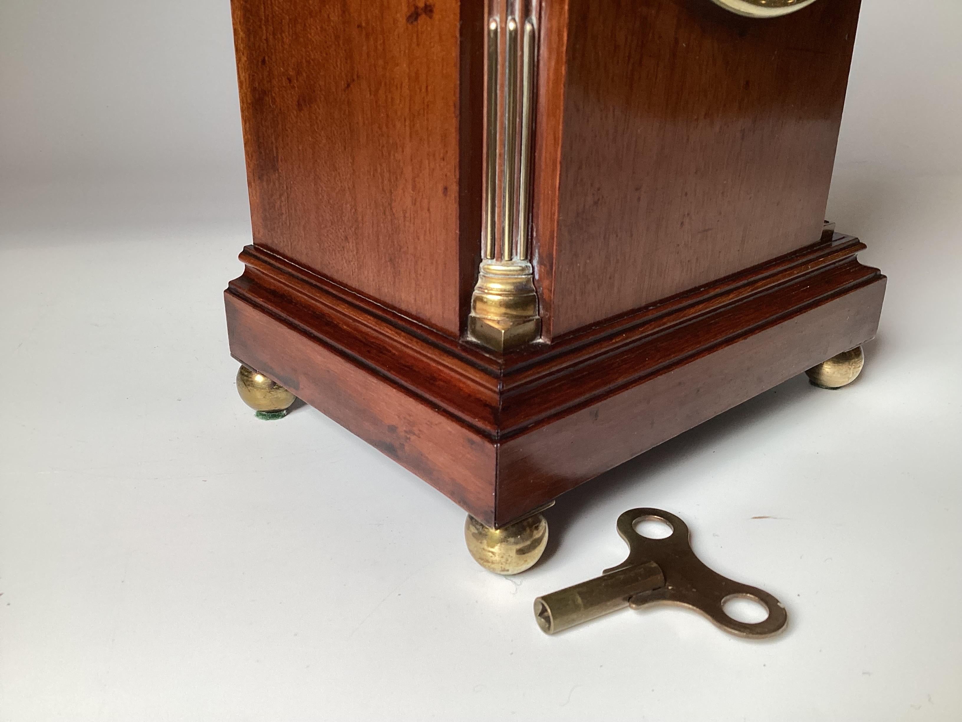 Brass A Diminutive French Mahogany Mantel Clock, Retailed by Mappin & Webb, 19th Cent.