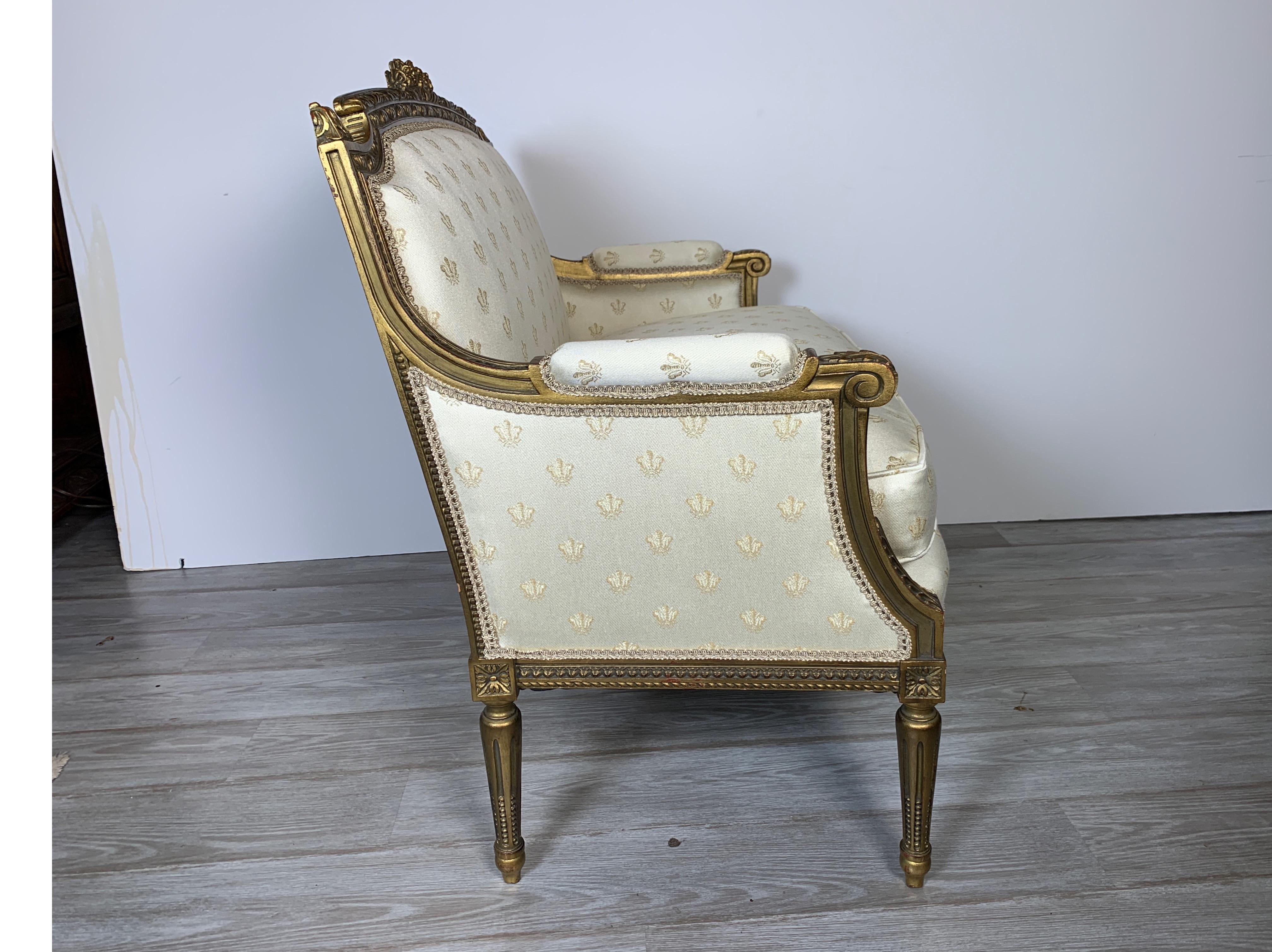 20th Century Diminutive Louis XVI Style Giltwood Settee